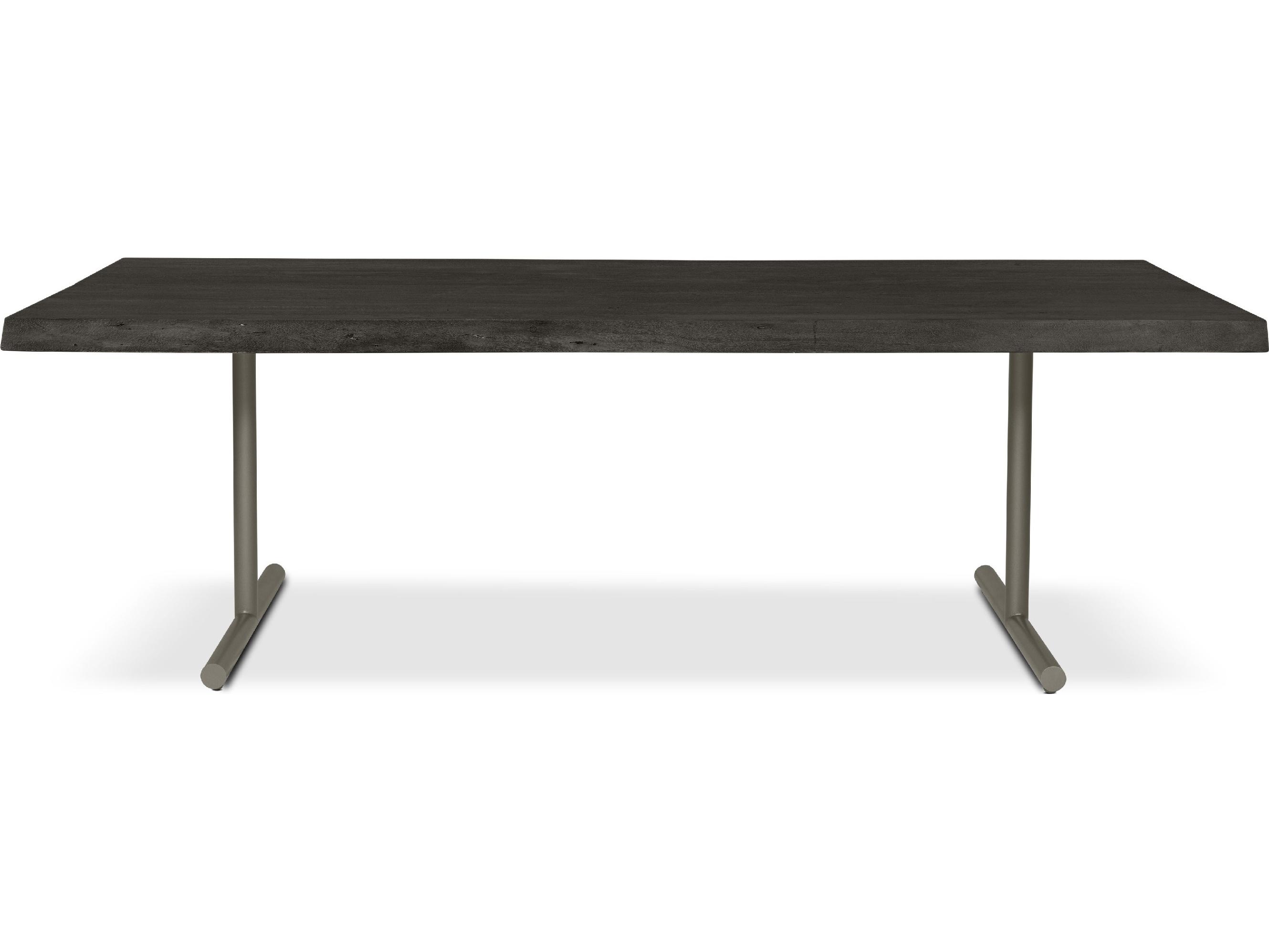 Urbia Brooks Dining Table T Base Ebonized Top Pewter Base