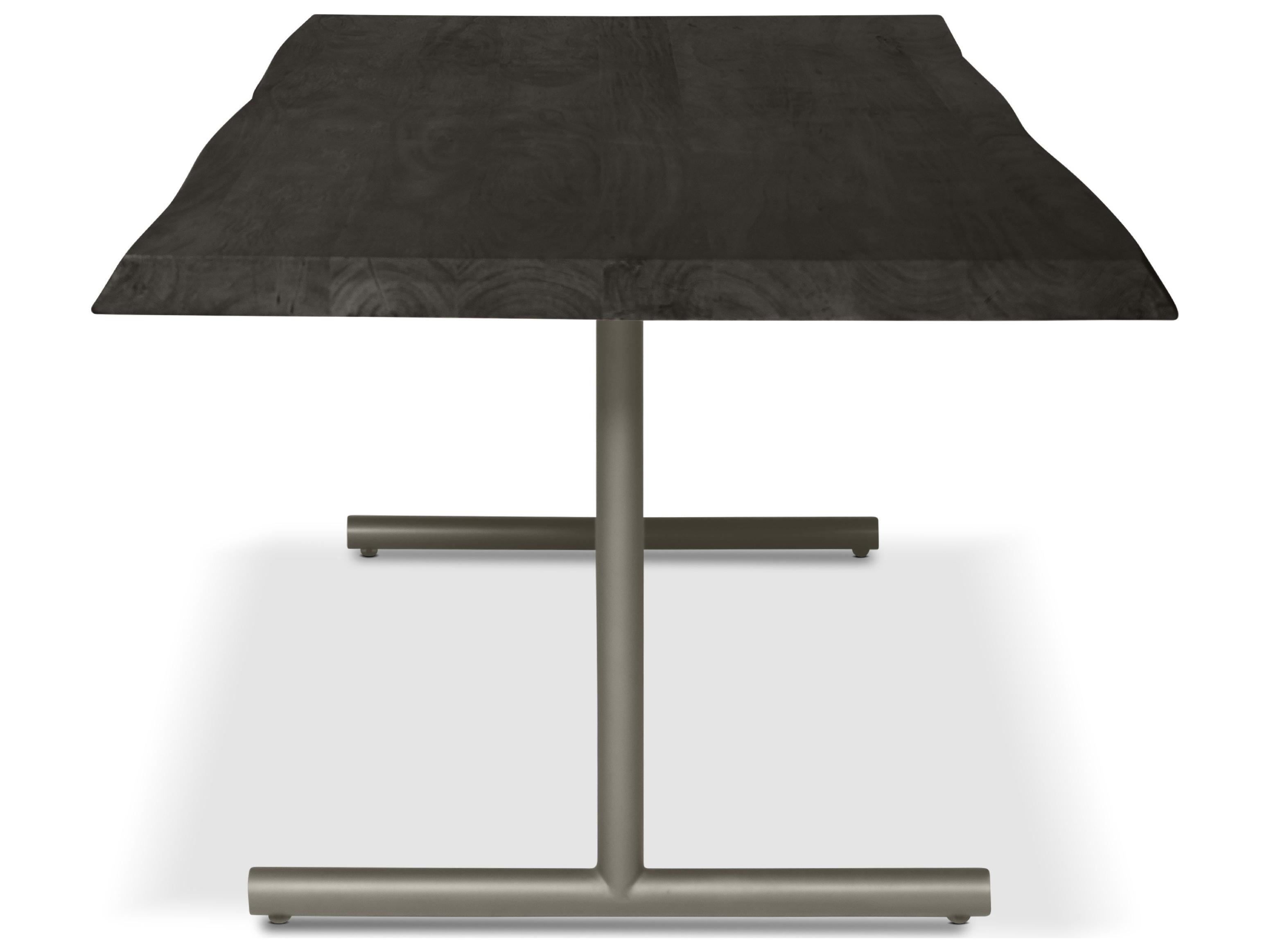 Urbia Brooks Dining Table T Base Ebonized Top Pewter Base