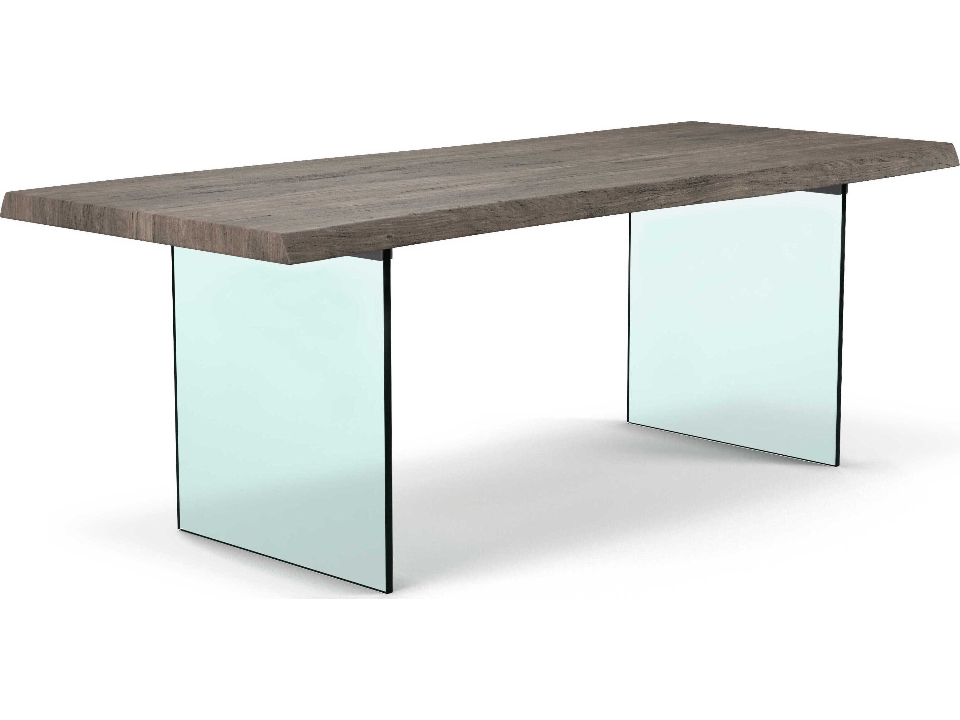Urbia Brooks Rectangular Wood Sandblasted Grey Clear Dining Table