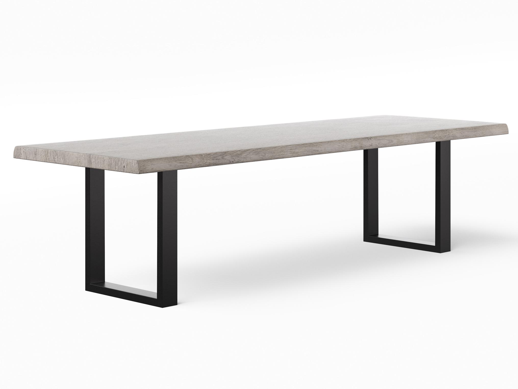 Urbia Brooks Rectangular Wood Sandblasted Grey Black Dining Table
