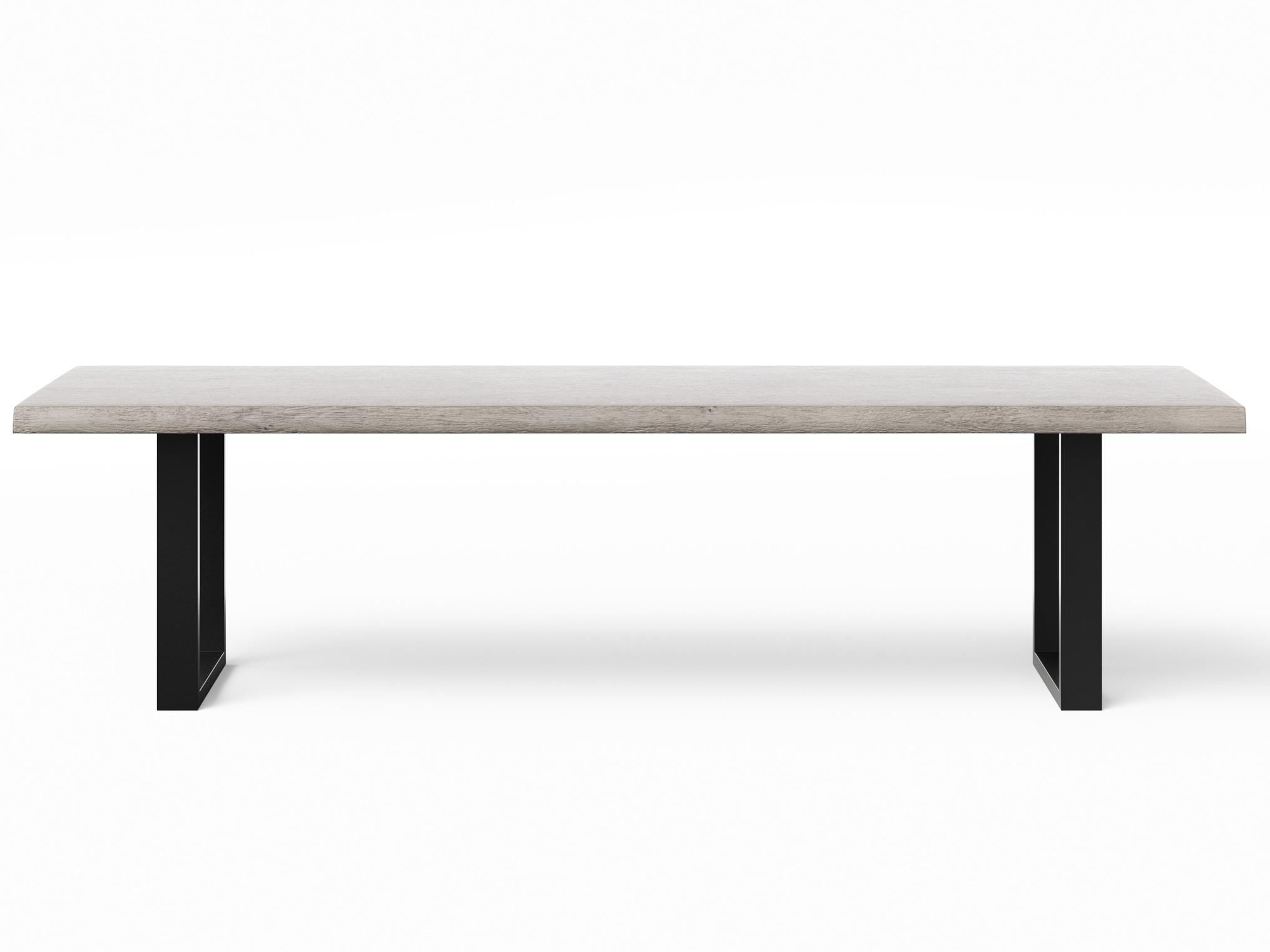 Urbia Brooks Rectangular Wood Sandblasted Grey Black Dining Table