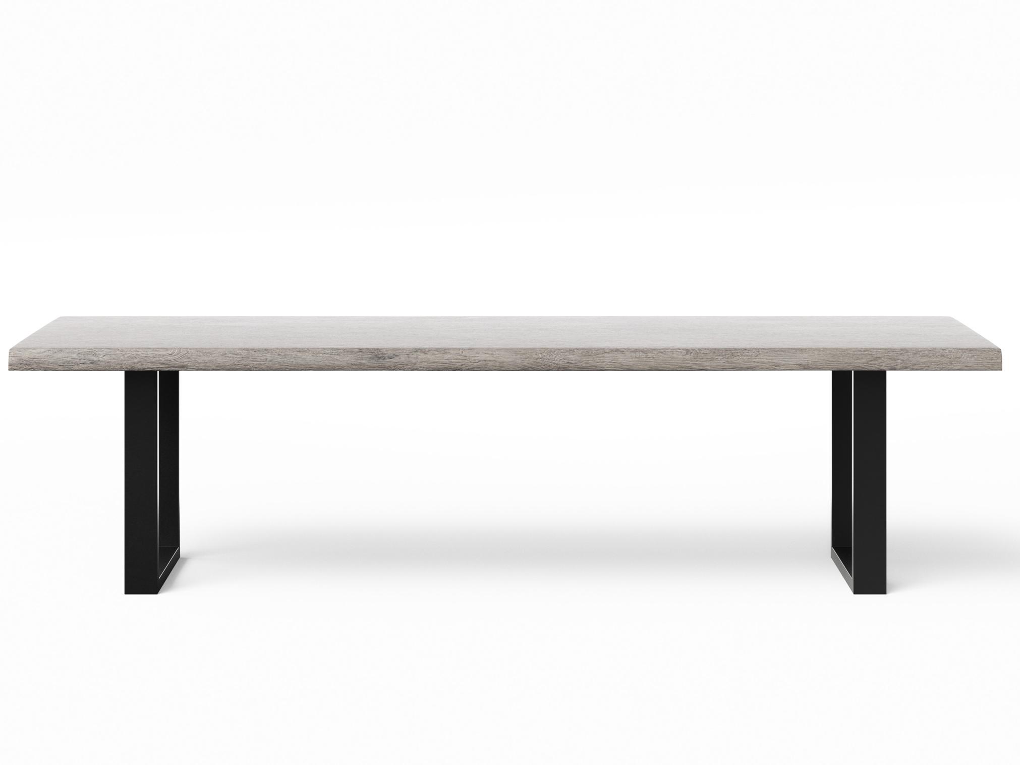 Urbia Brooks Rectangular Wood Sandblasted Grey Black Dining Table