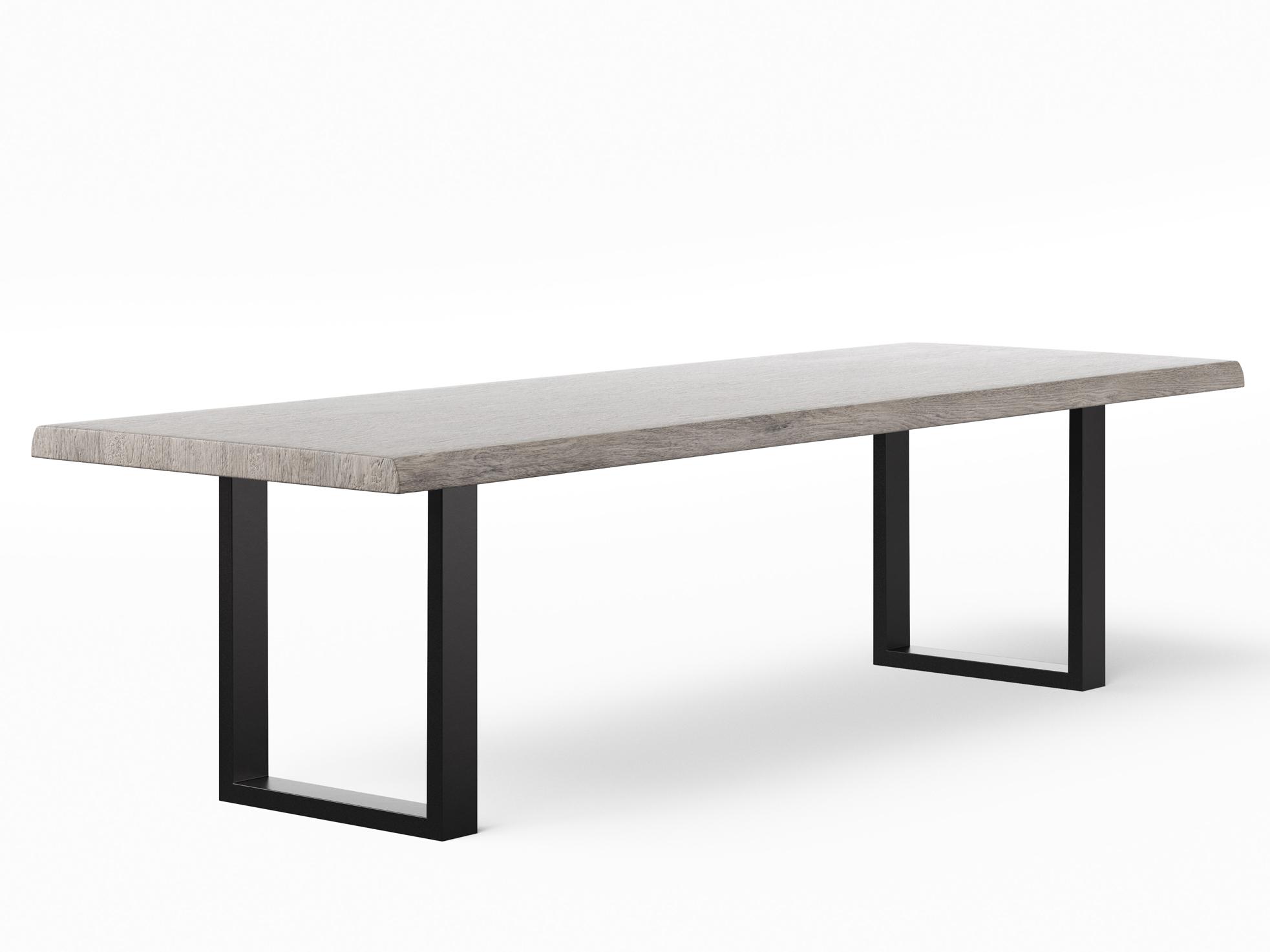 Urbia Brooks Rectangular Wood Sandblasted Grey Black Dining Table
