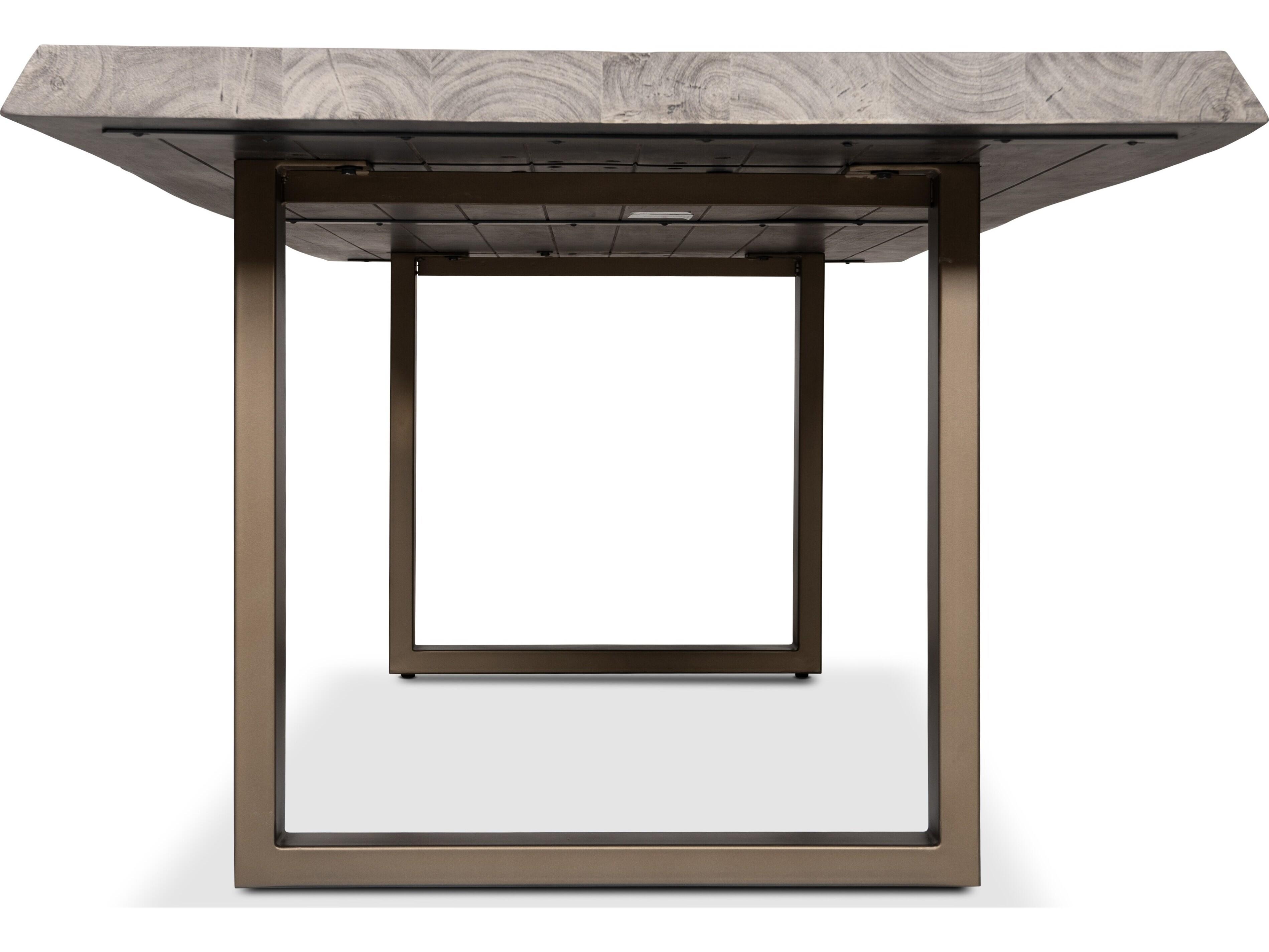 Urbia Brooks Rectangular Wood Sandblasted Grey Brass Dining Table