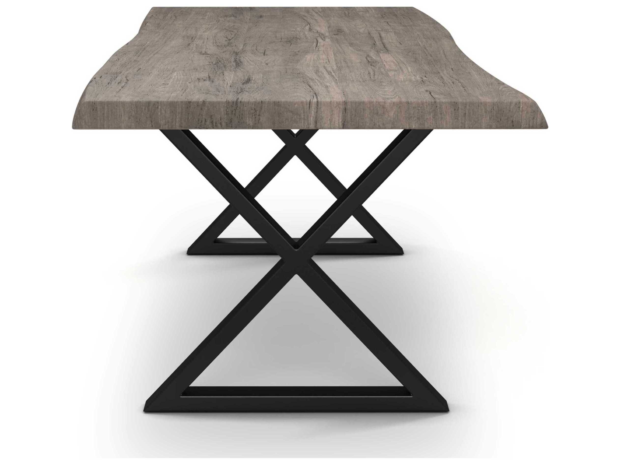 Urbia Brooks Rectangular Wood Sandblasted Grey Black Dining Table