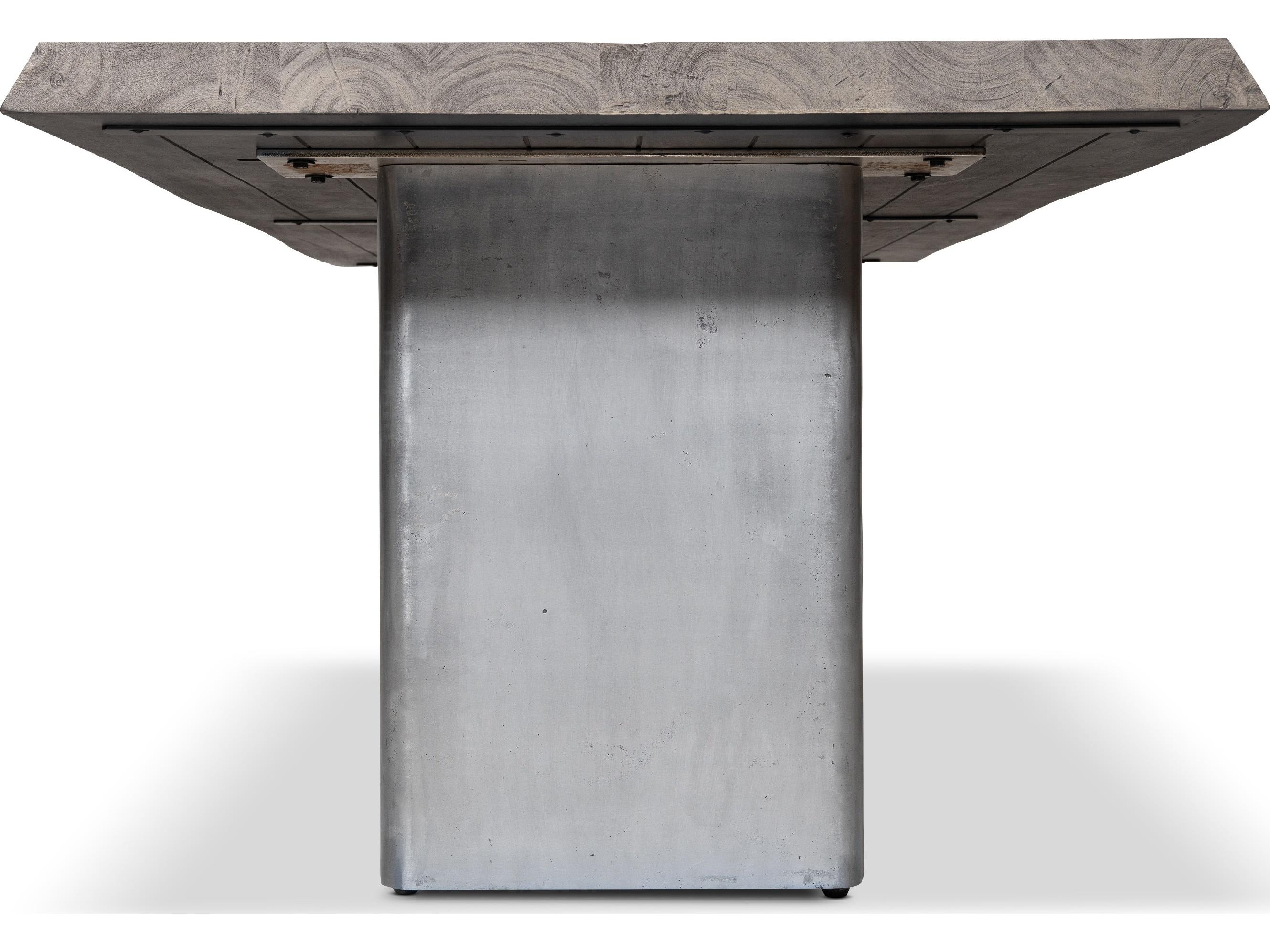 Urbia Brooks Dining Table Cast Slab Base Sandblasted Grey Top Antique Nickel Base
