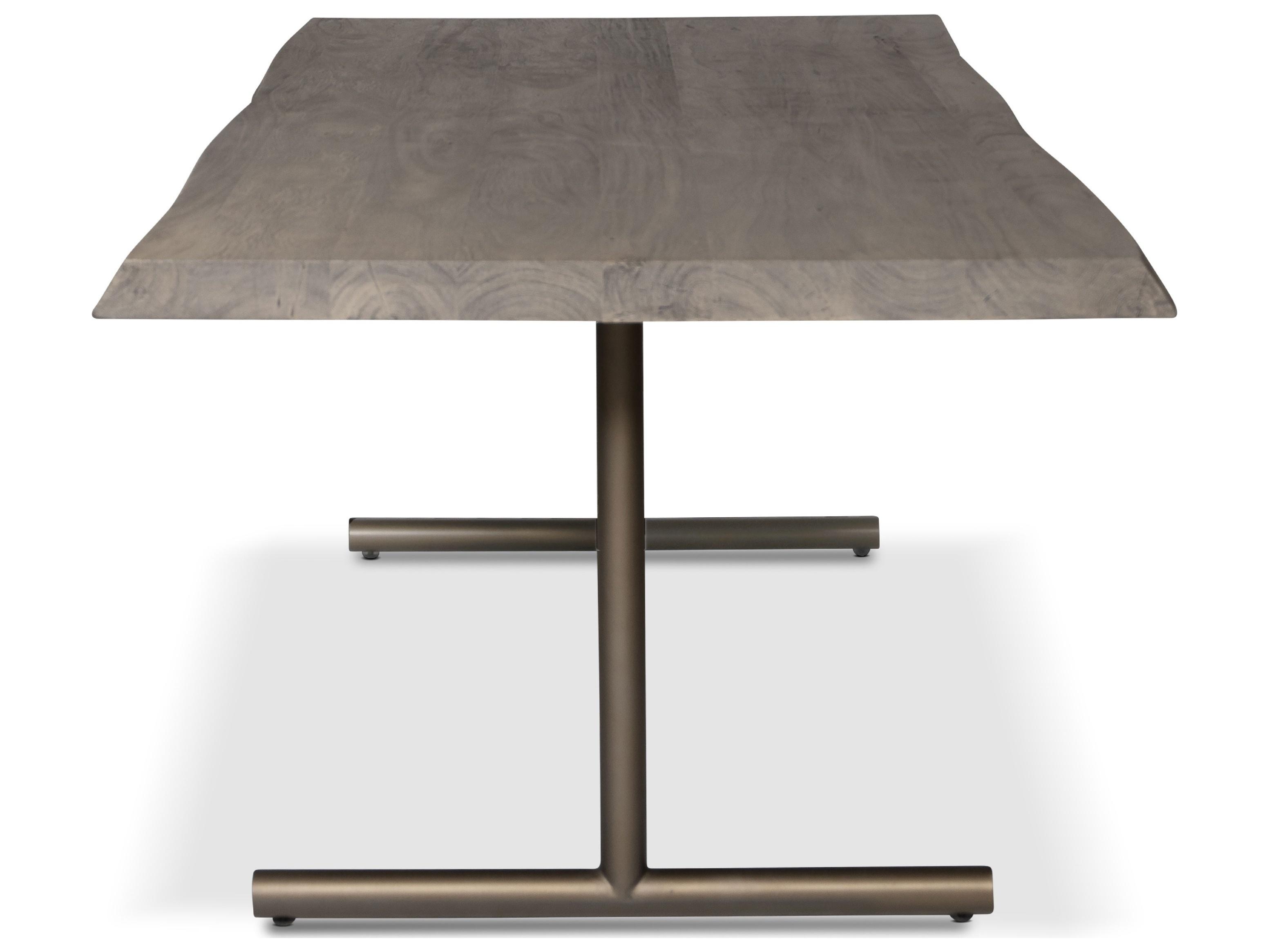 Urbia Brooks Dining Table T Base Sandblasted Grey Top Brass Base