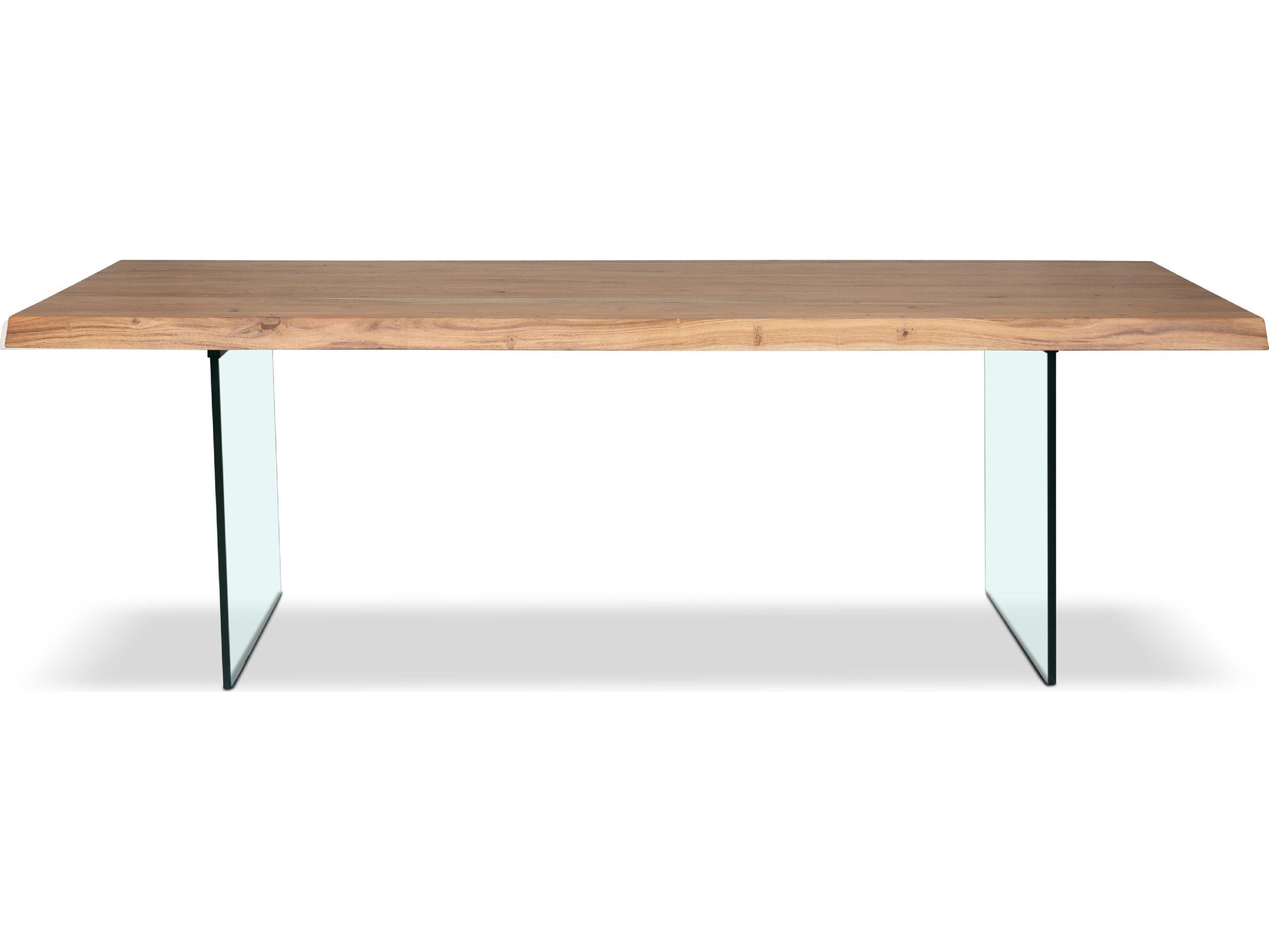 Urbia Brooks Dining Table Glass Base Teak Top Clear Glass Base