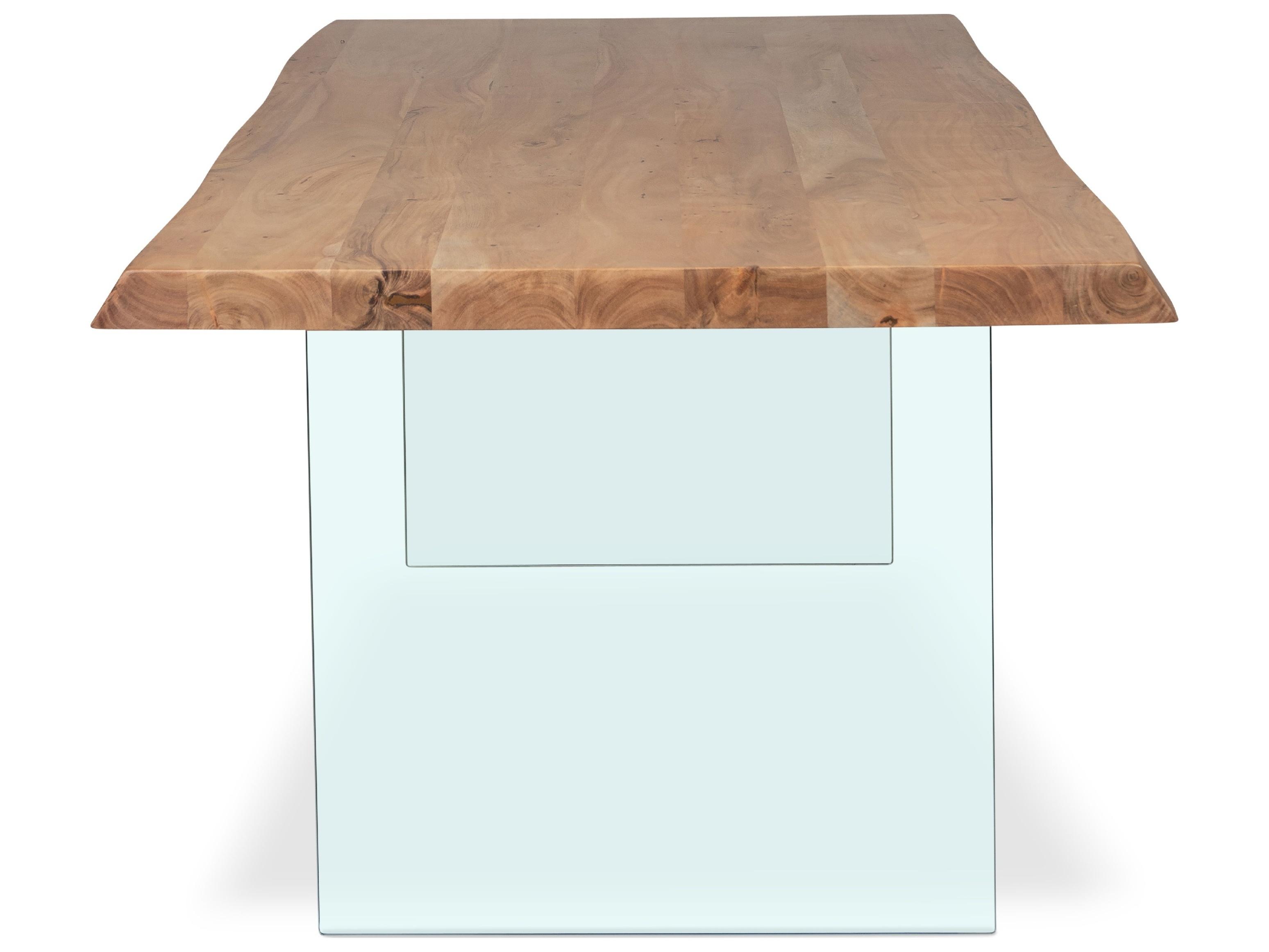 Urbia Brooks Dining Table Glass Base Teak Top Clear Glass Base
