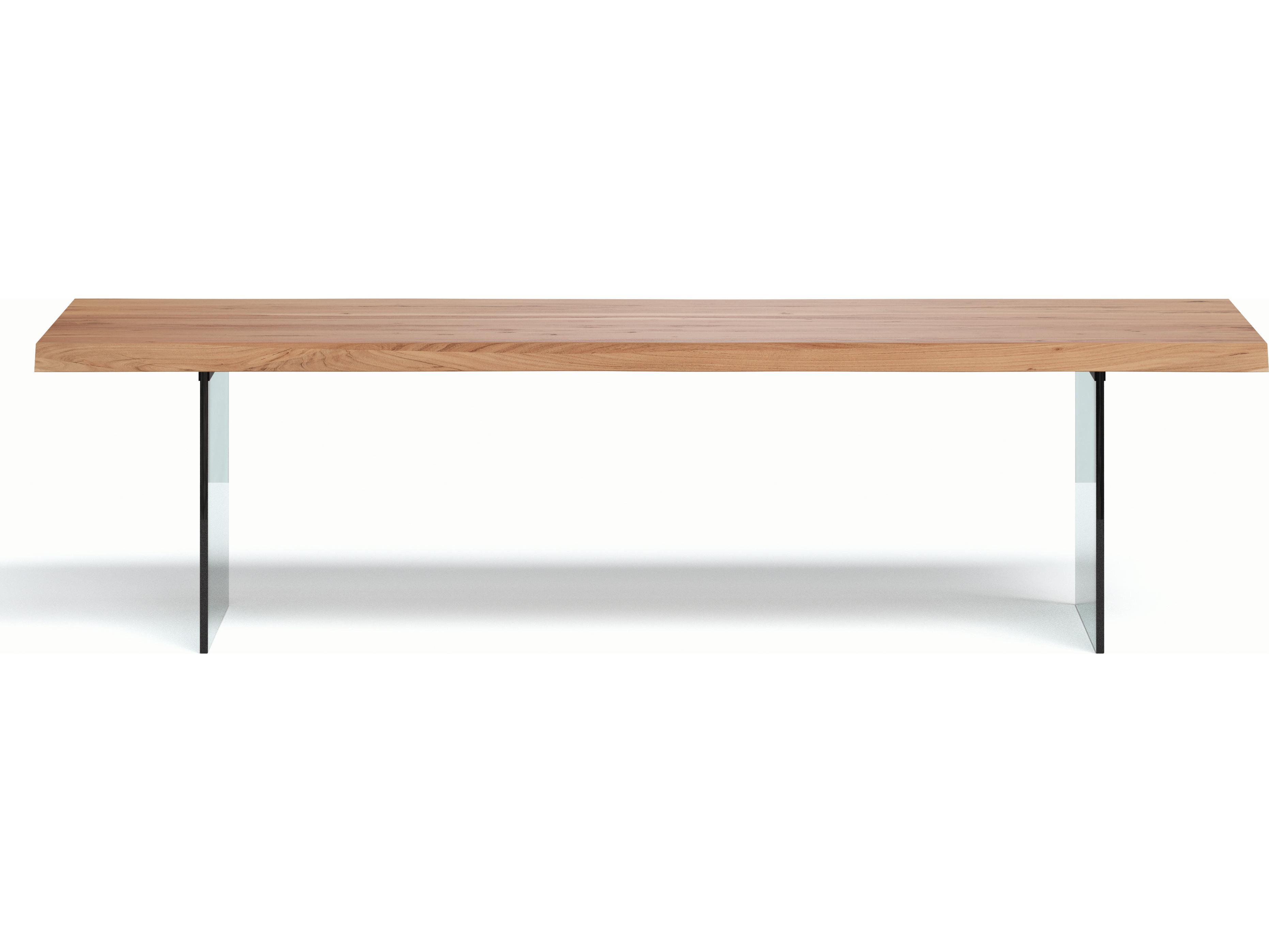 Urbia Brooks Dining Table Glass Base Teak Top Clear Glass Base