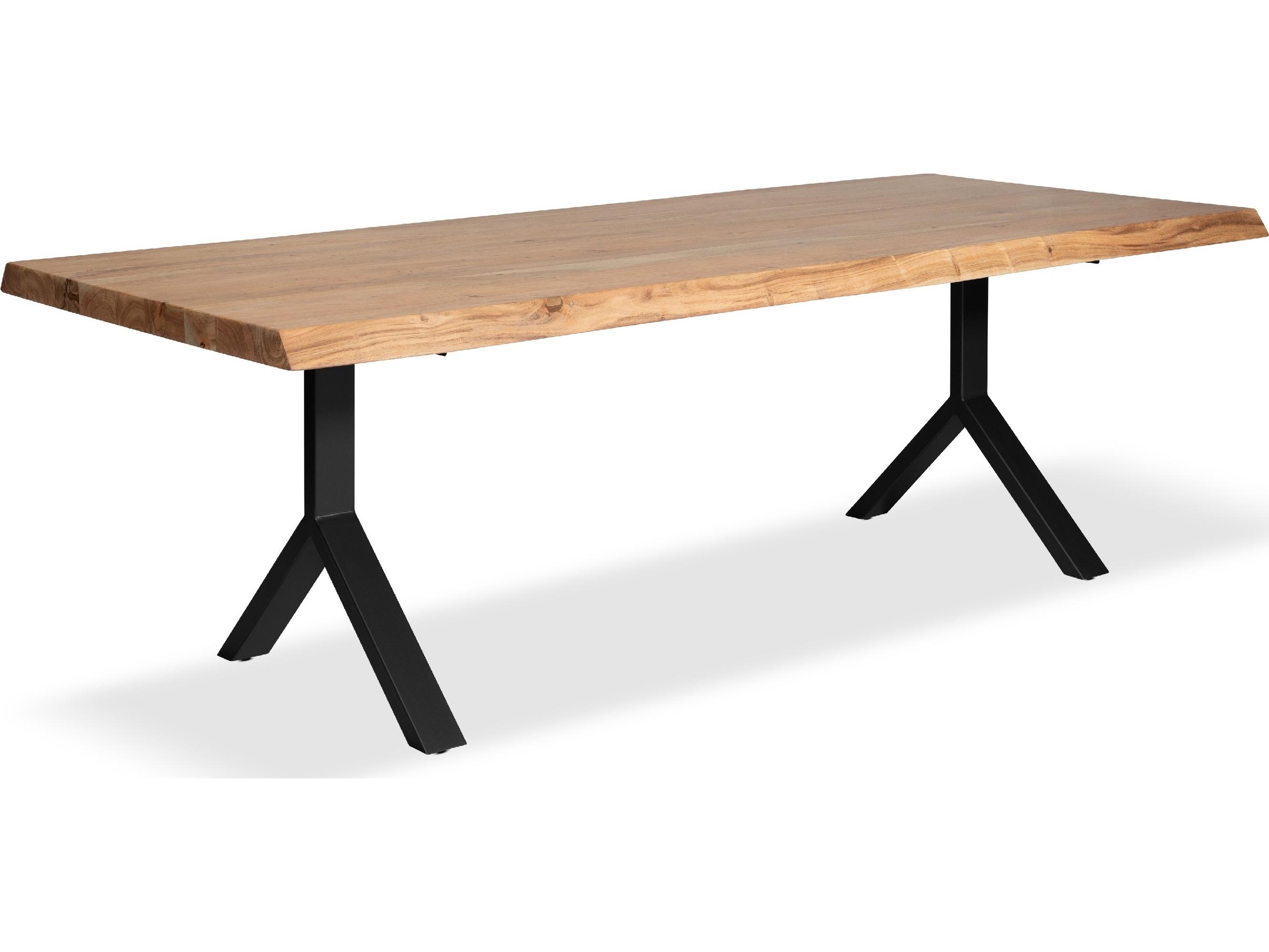 Urbia Brooks Dining Table Y Base Teak Top Black Base