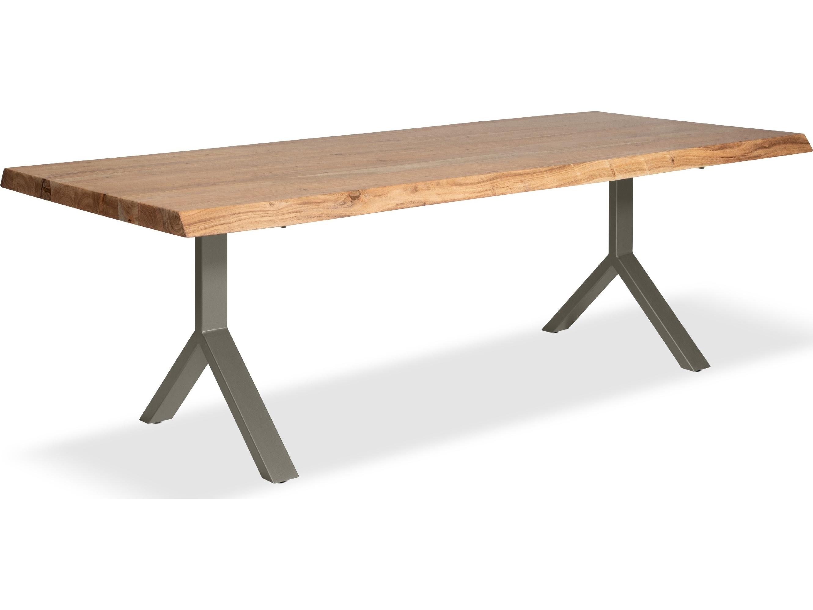 Urbia Brooks Dining Table Y Base Teak Top Pewter Base