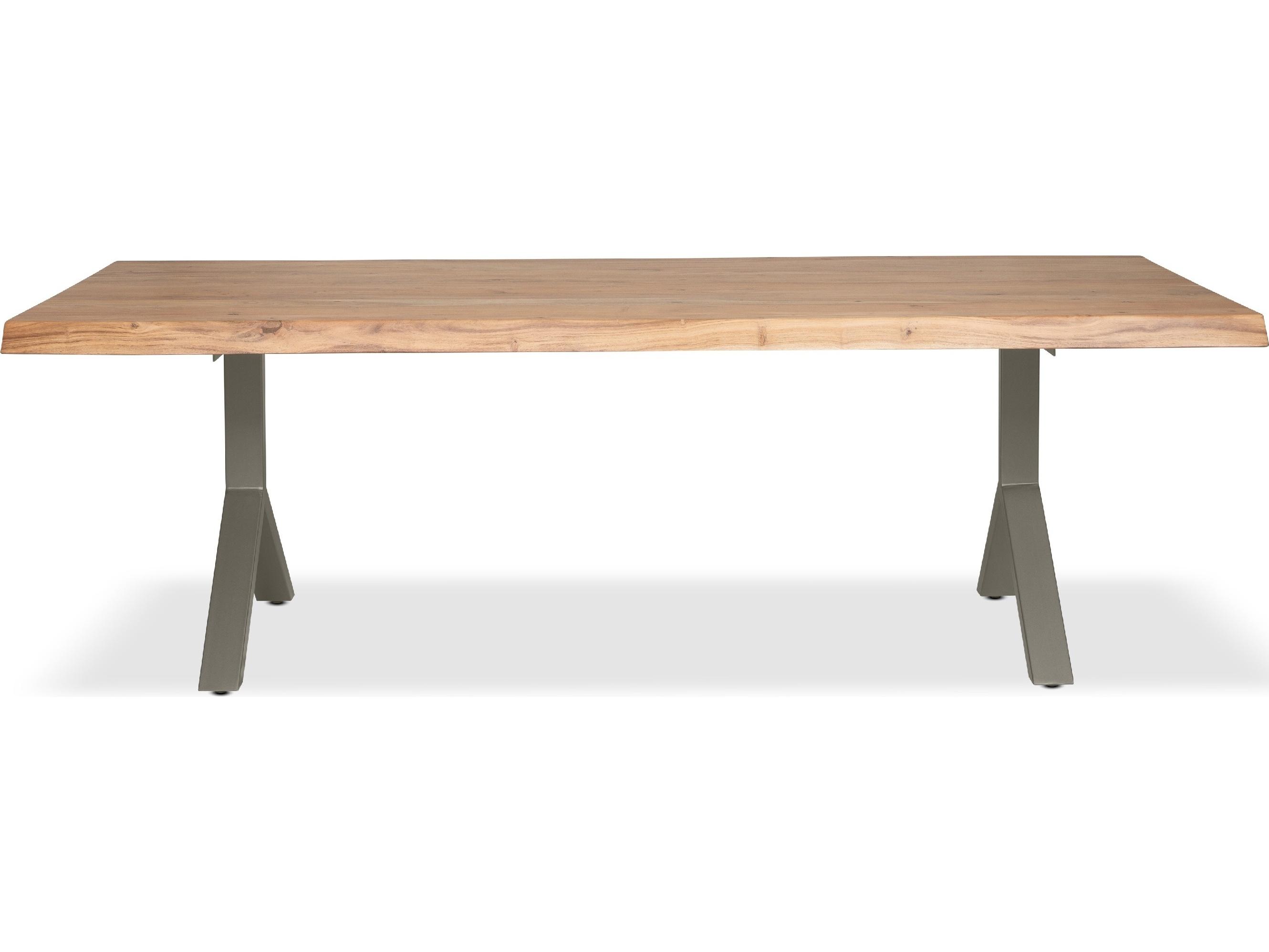 Urbia Brooks Dining Table Y Base Teak Top Pewter Base