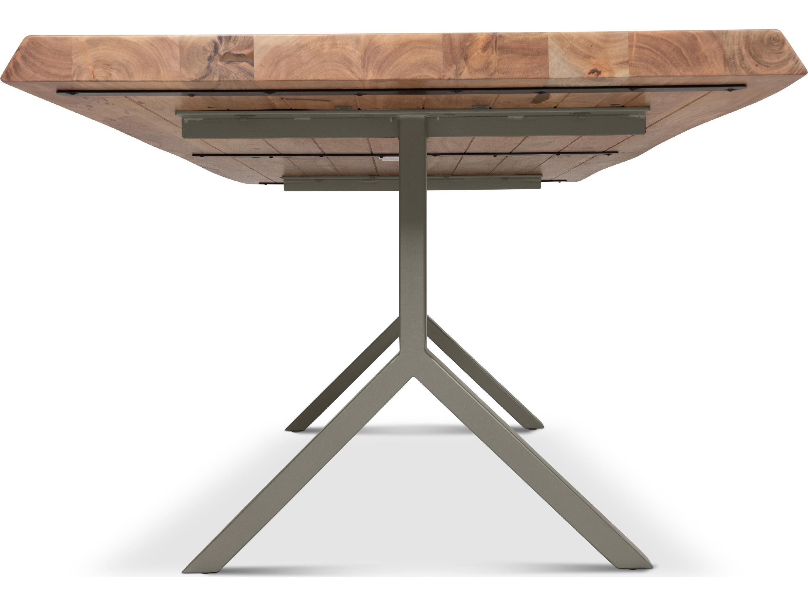 Urbia Brooks Dining Table Y Base Teak Top Pewter Base