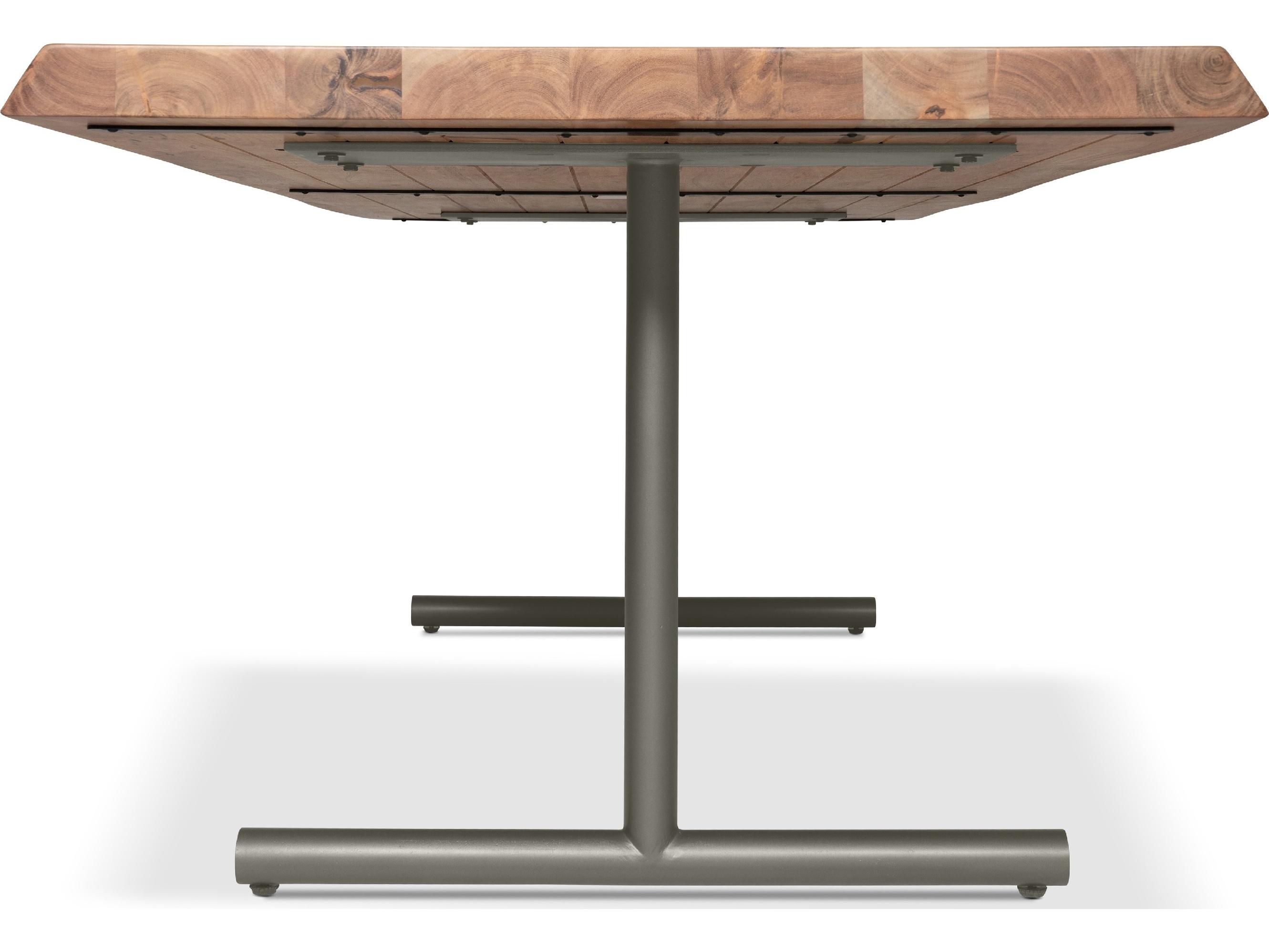 Urbia Brooks Dining Table T Base Teak Top Pewter Base