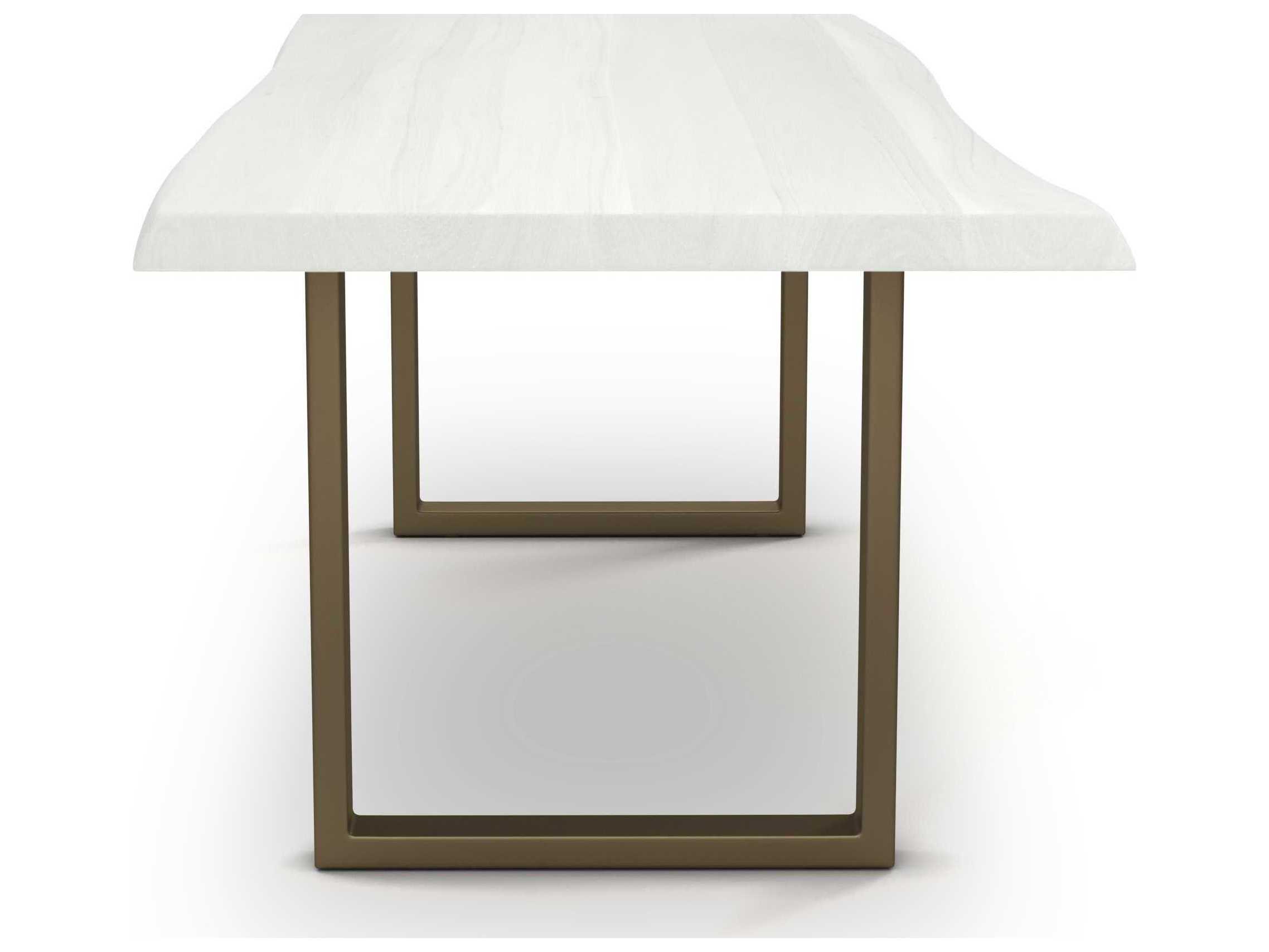 Urbia Brooks Rectangular Wood White Wash Brass Dining Table