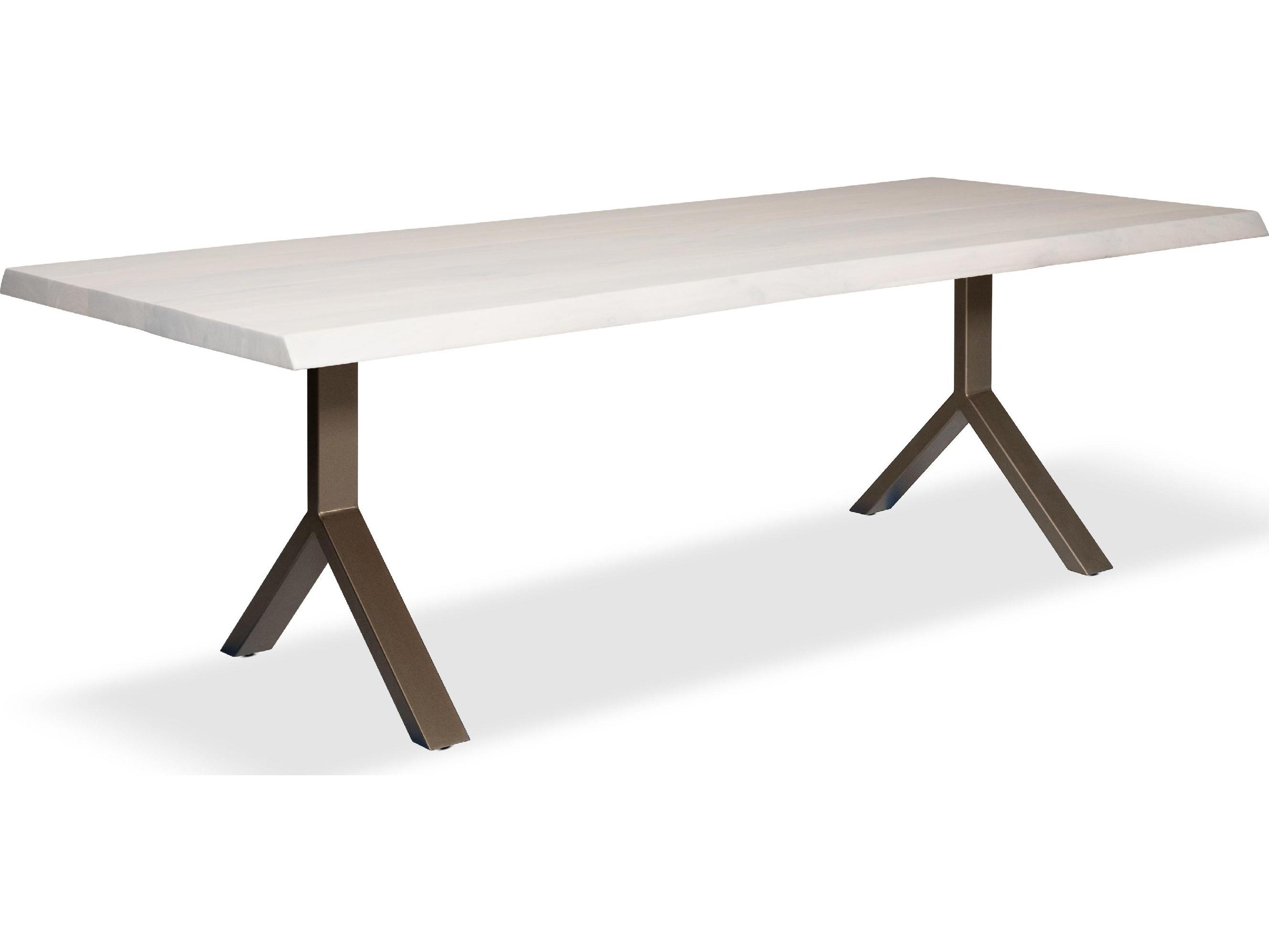 Urbia Brooks Dining Table Y Base White Wash Top Brass Base