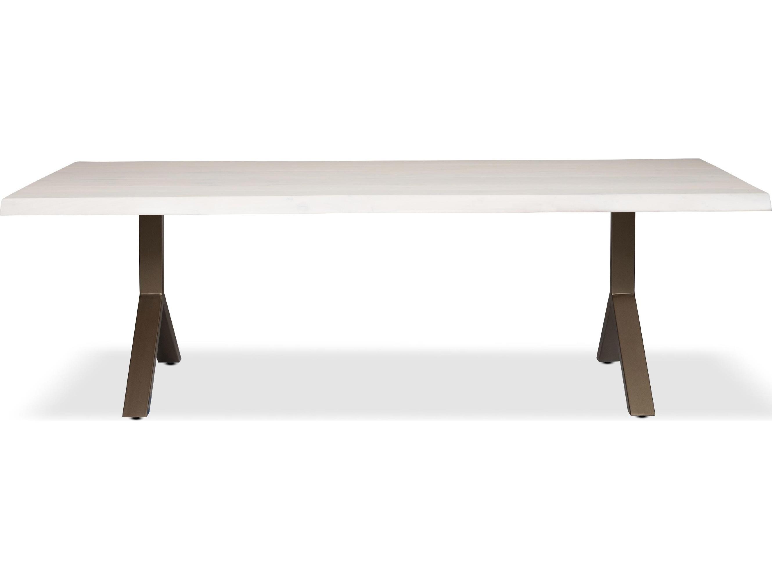 Urbia Brooks Dining Table Y Base White Wash Top Brass Base