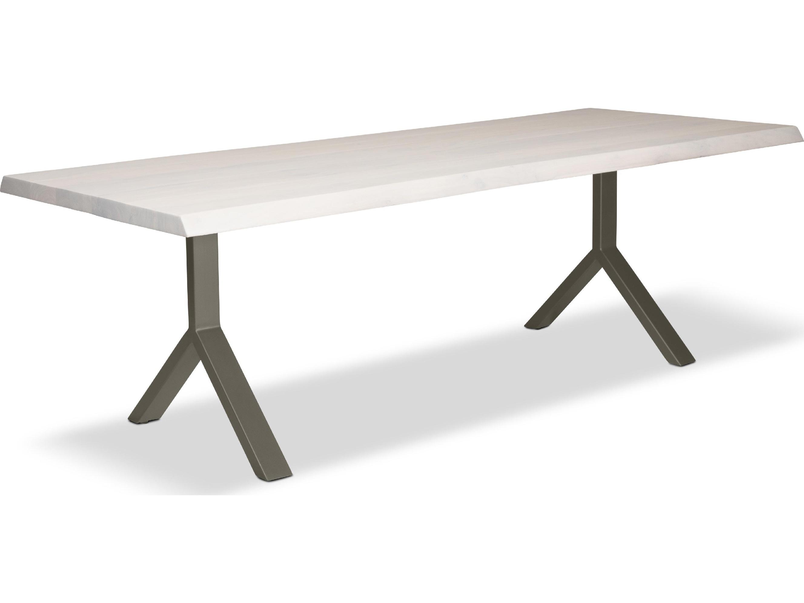 Urbia Brooks Dining Table Y Base White Wash Top Pewter Base