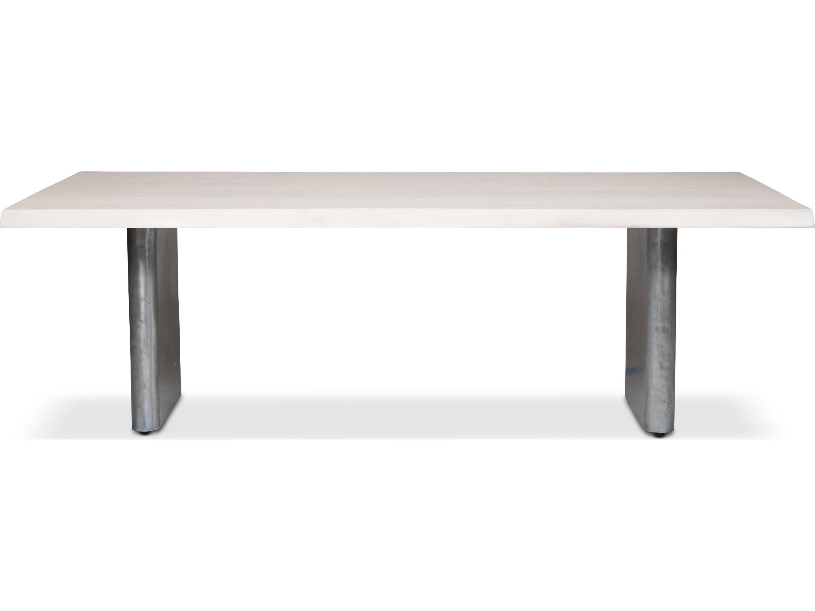 Urbia Brooks Dining Table Cast Slab Base White Wash Top Antique Nickel Base
