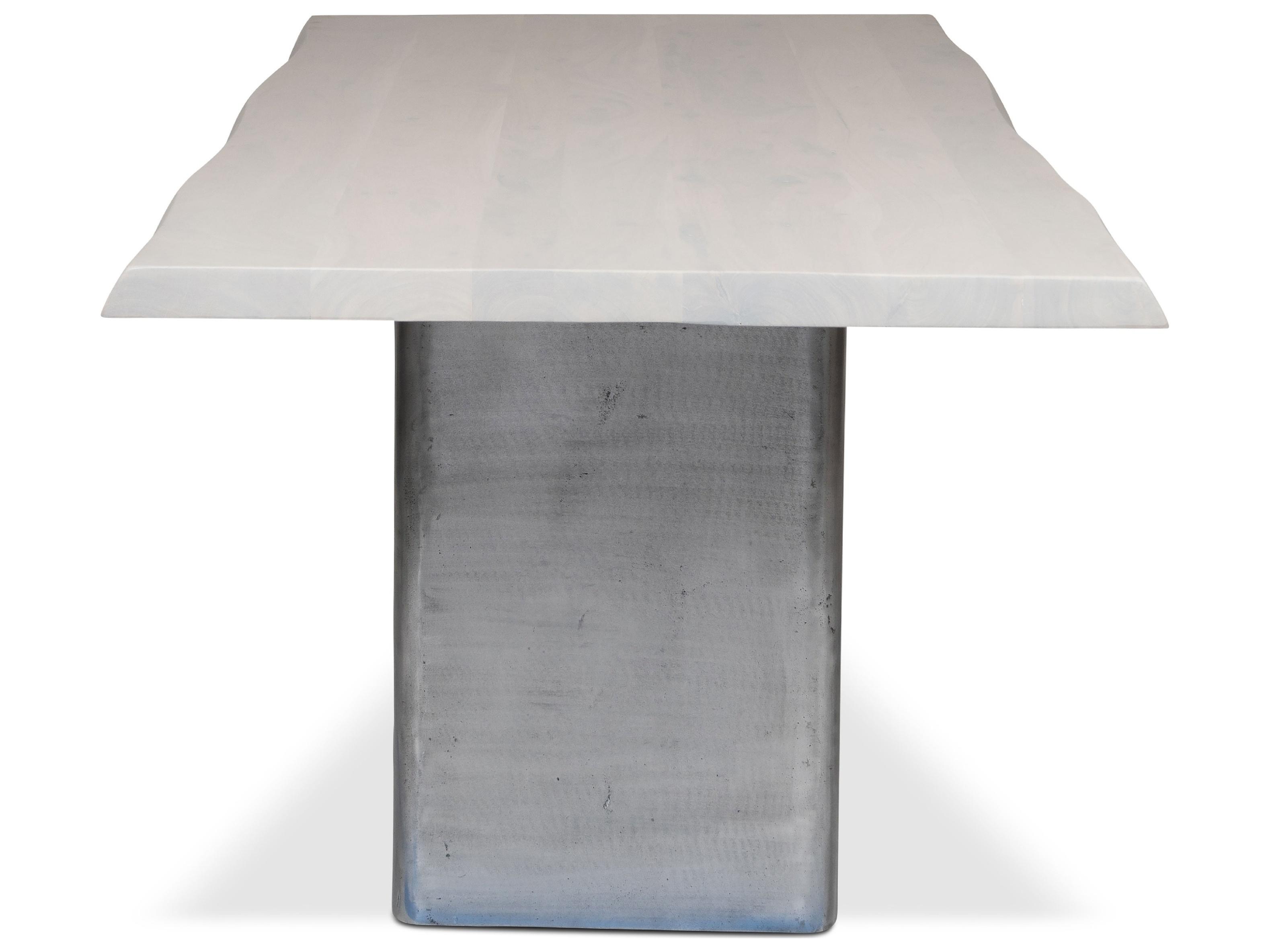 Urbia Brooks Dining Table Cast Slab Base White Wash Top Antique Nickel Base