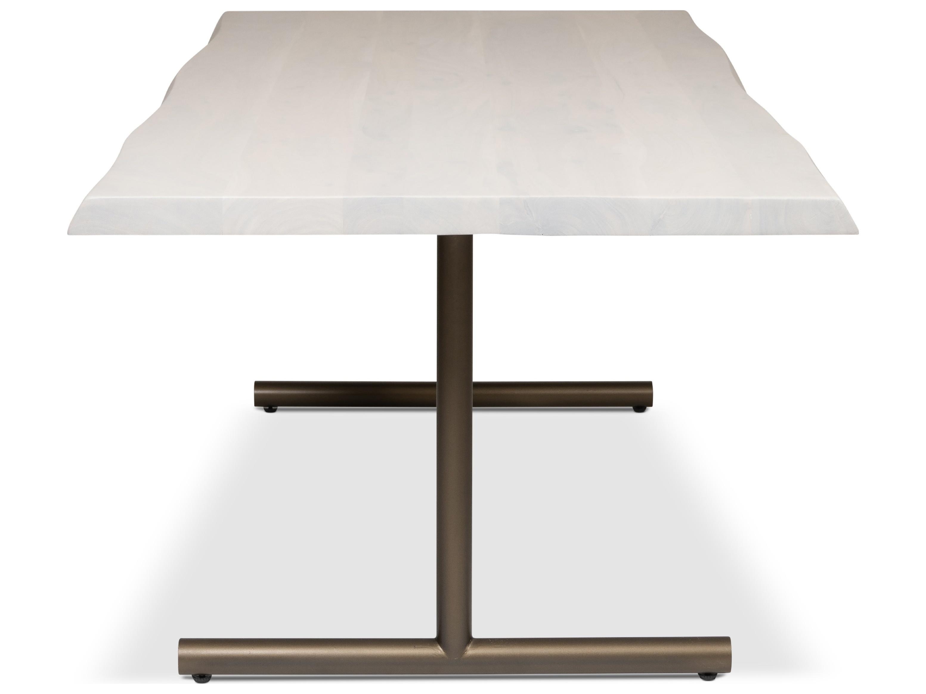 Urbia Brooks Dining Table T Base White Wash Top Brass Base