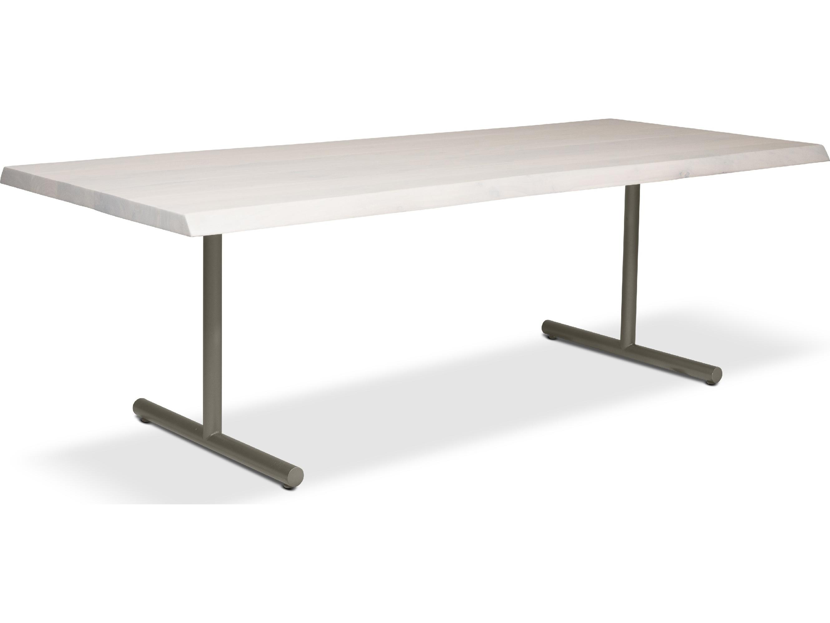 Urbia Brooks Dining Table T Base White Wash Top Pewter Base