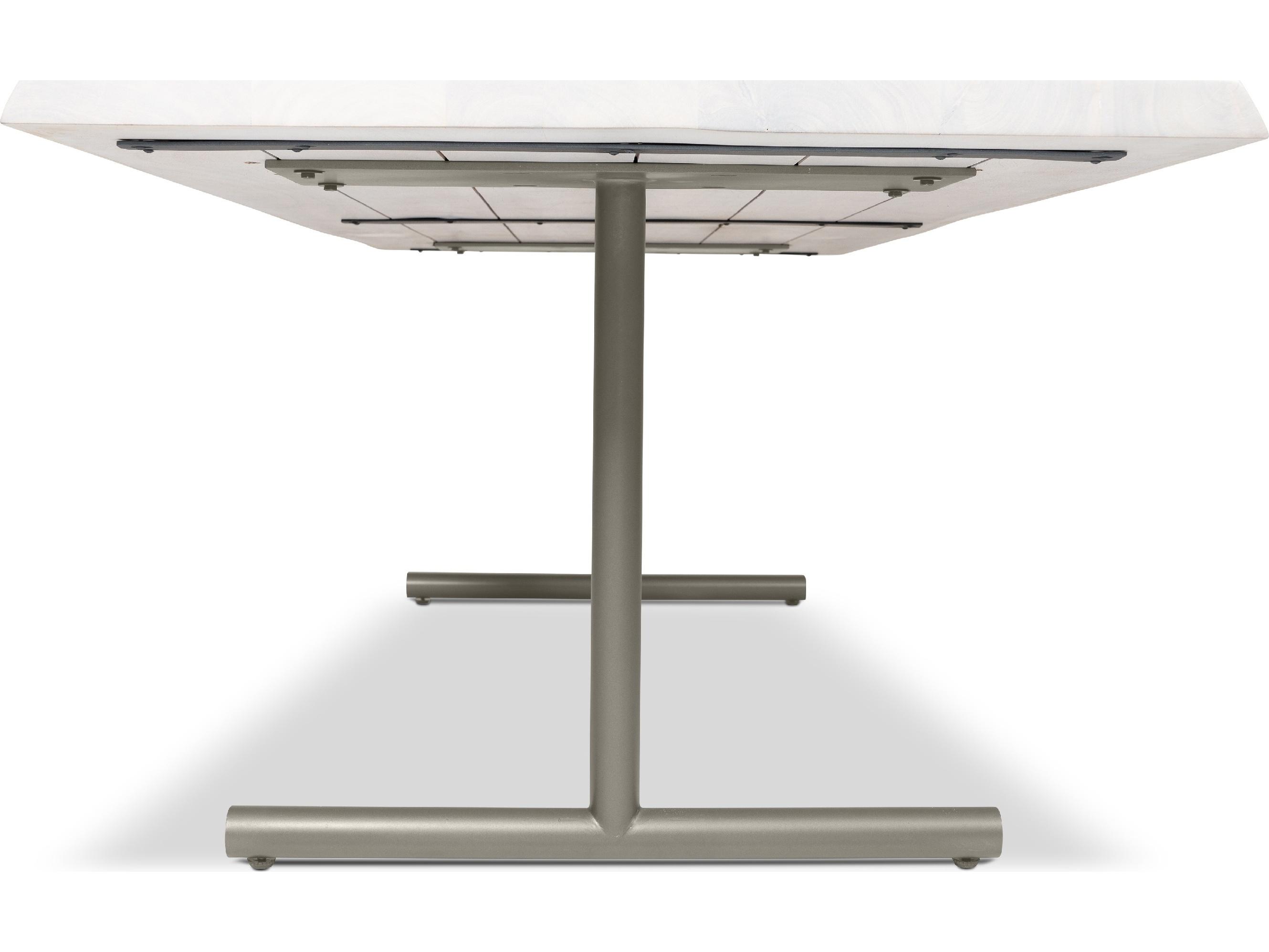 Urbia Brooks Dining Table T Base White Wash Top Pewter Base