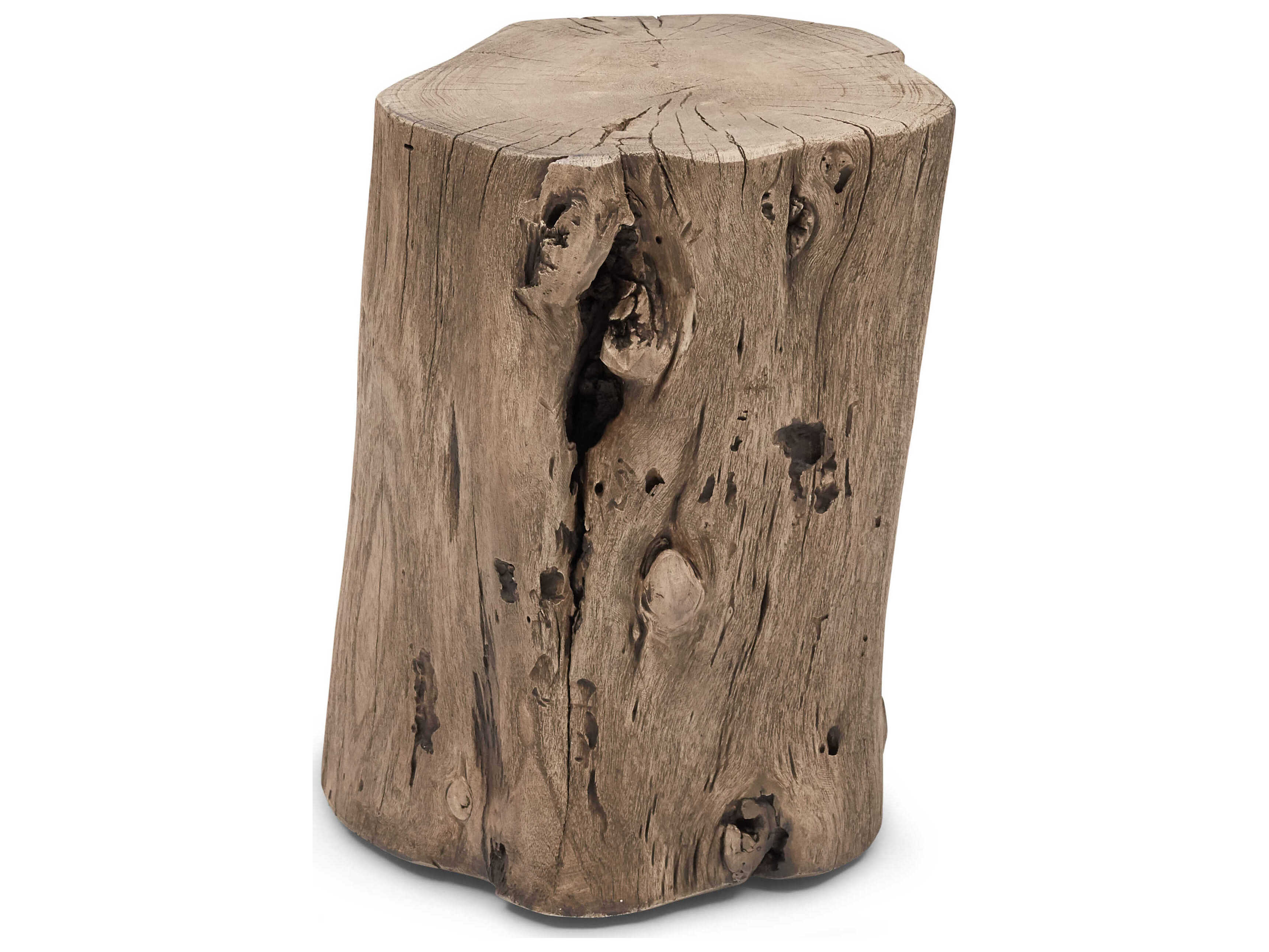 Urbia Brooks Round Wood Sandblasted Grey End Table