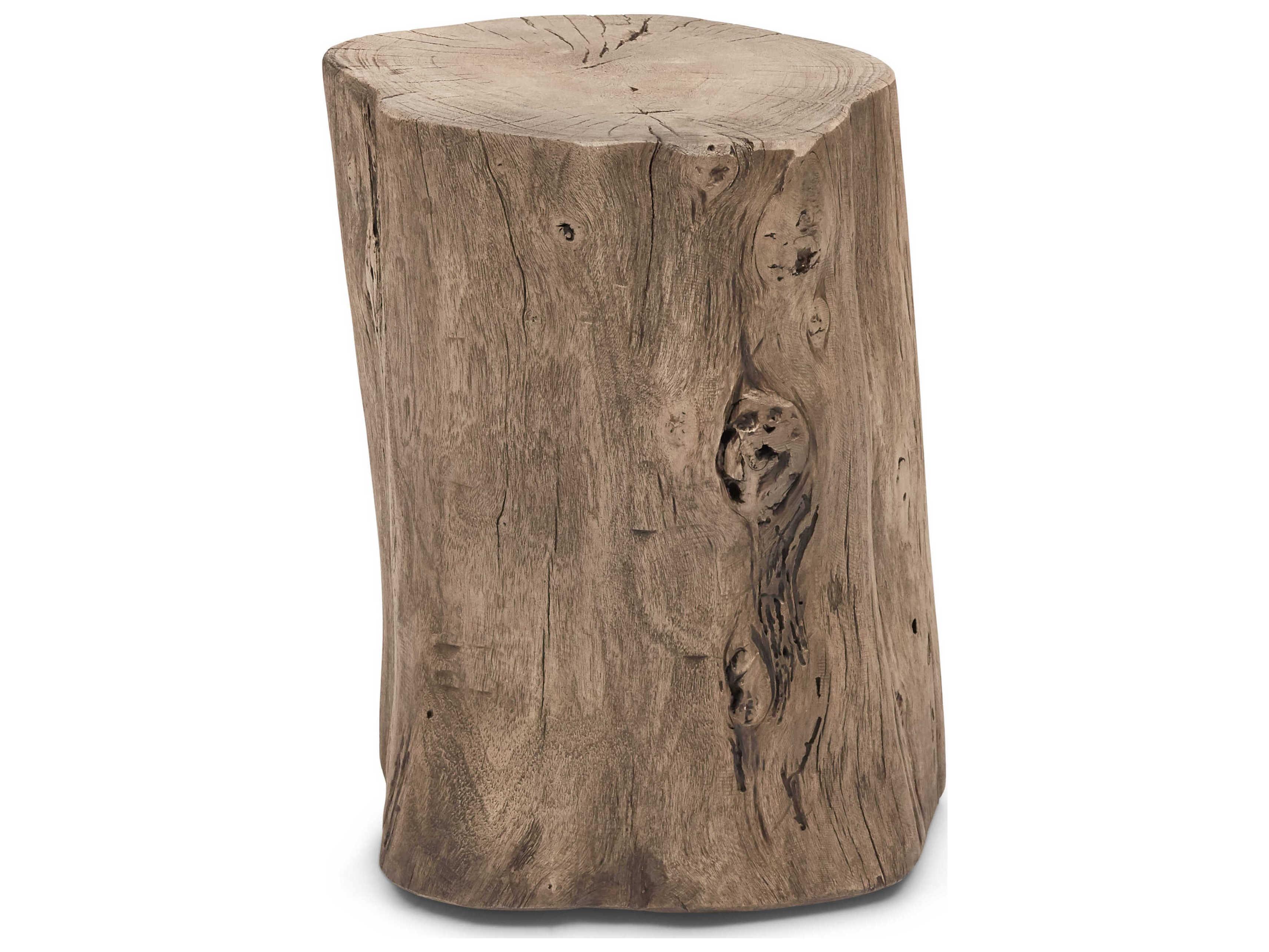 Urbia Brooks Round Wood Sandblasted Grey End Table