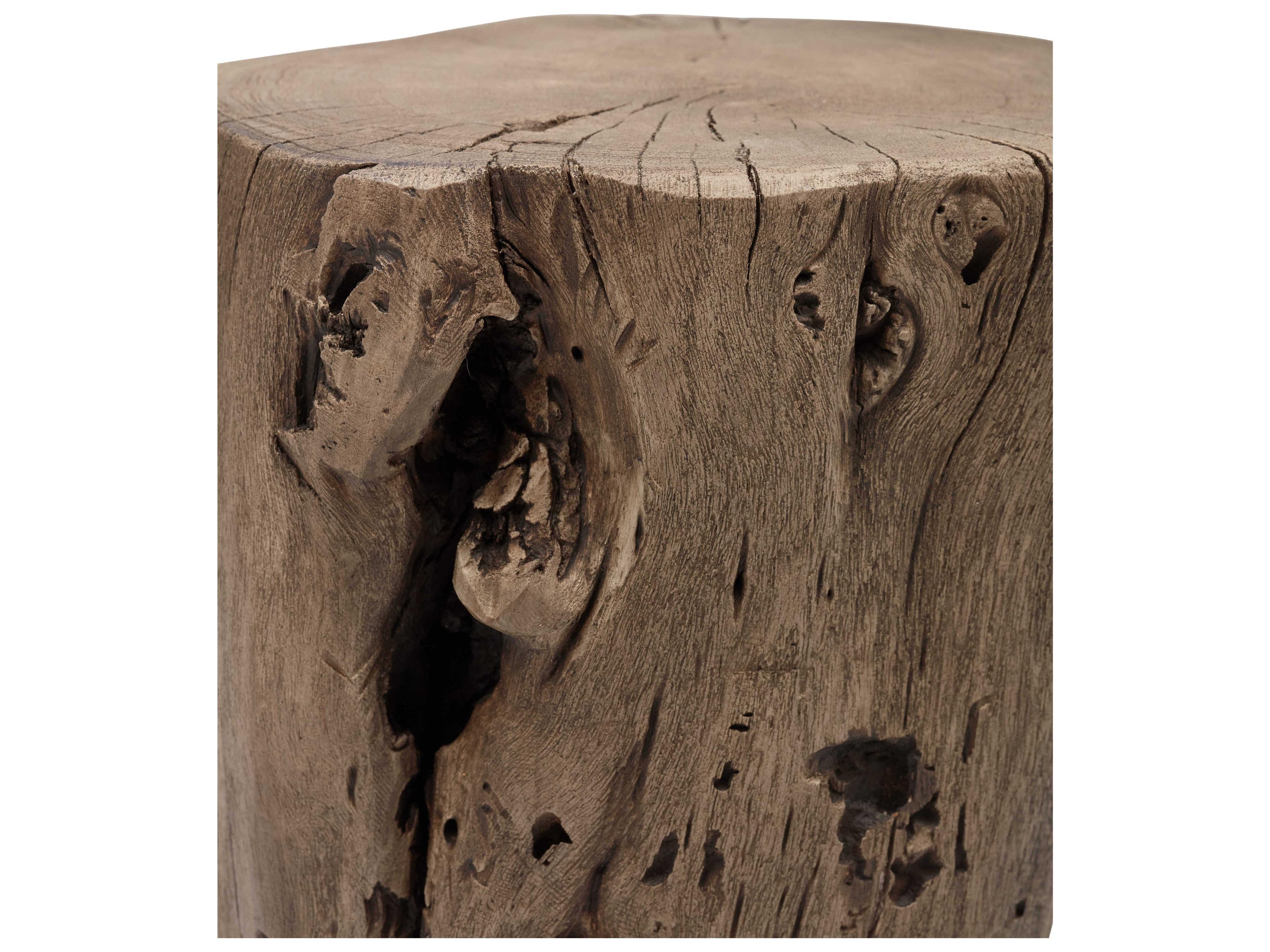 Urbia Brooks Round Wood Sandblasted Grey End Table