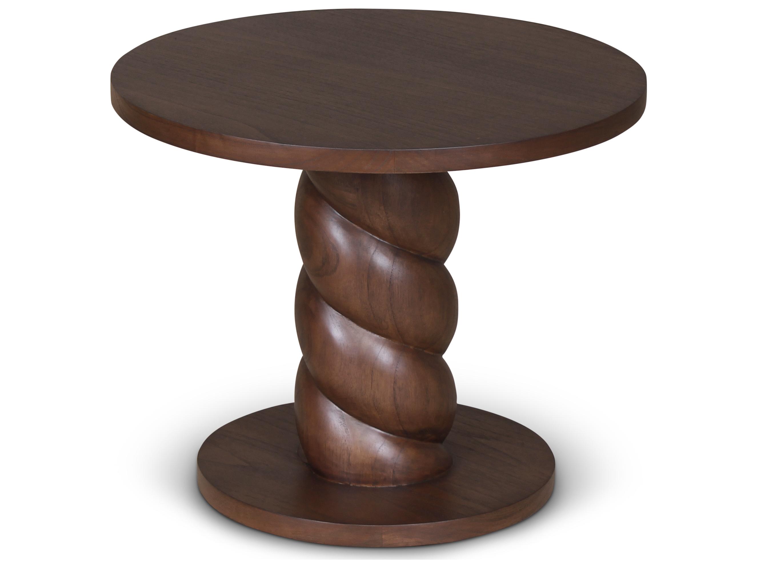 Urbia Olo Round Wood Roasted Coffee End Table