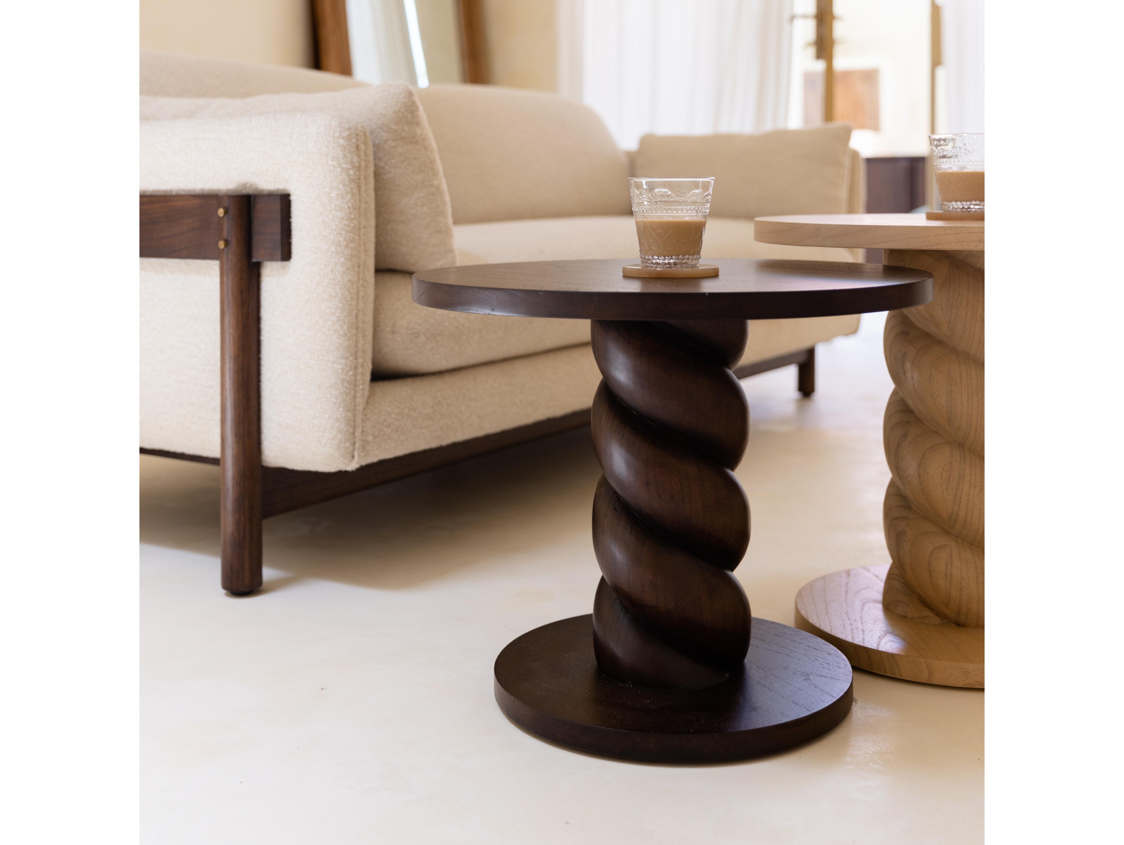 Urbia Olo Round Wood Roasted Coffee End Table