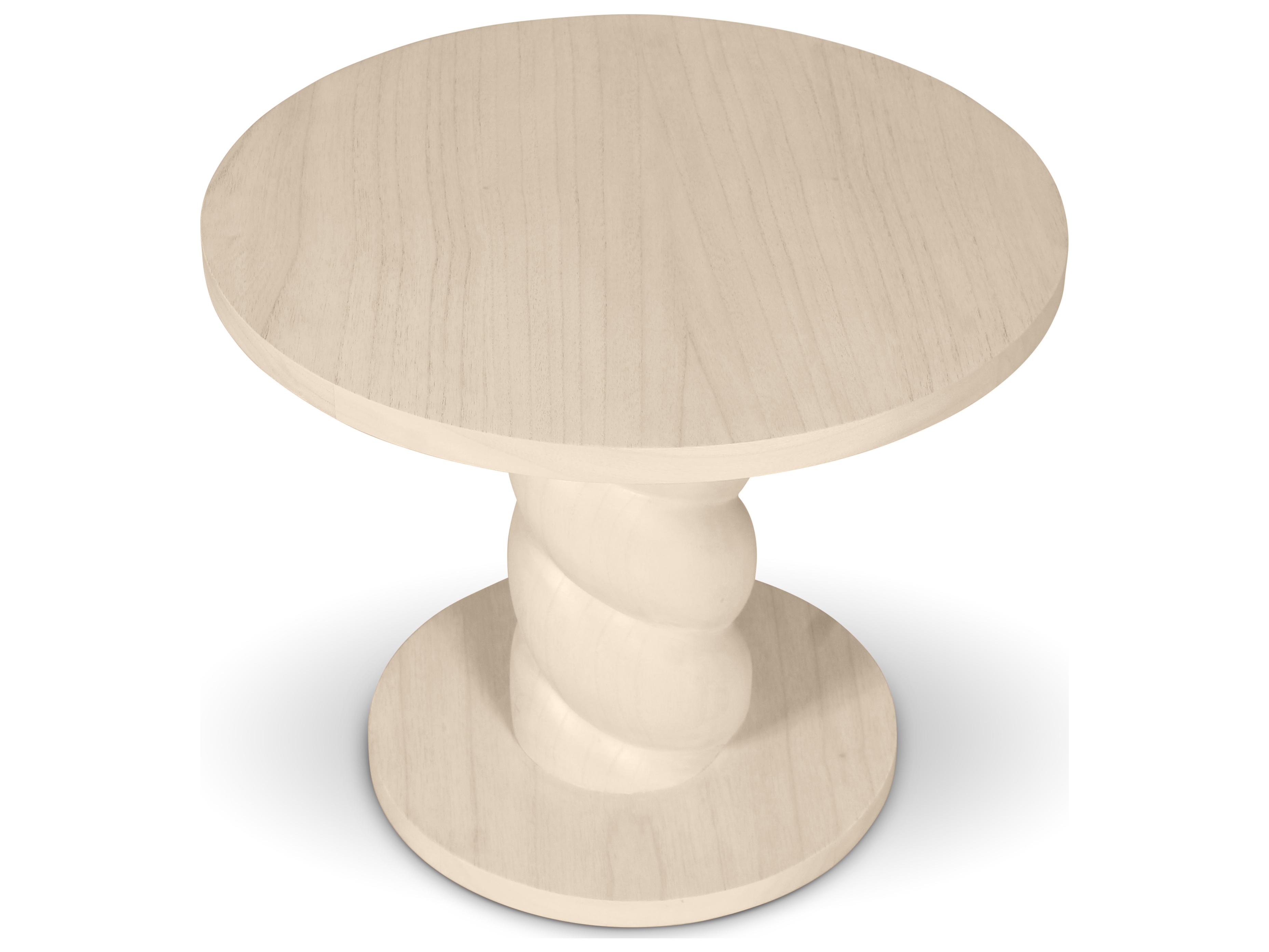 Urbia Olo Round Wood Pearl End Table