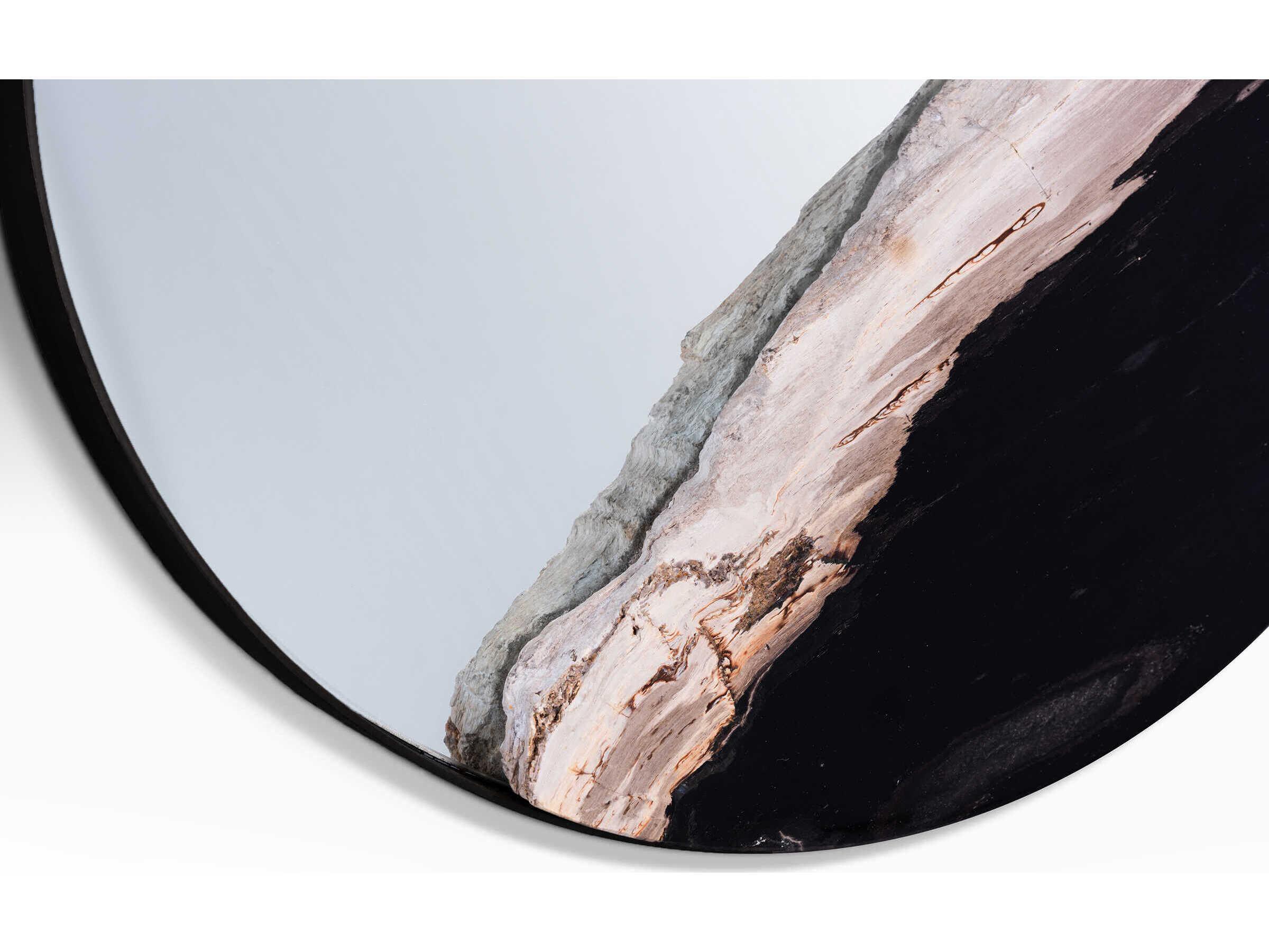 Urbia Relique Clear Glass Natural Dark Raw Bronze Wall Mirror Round