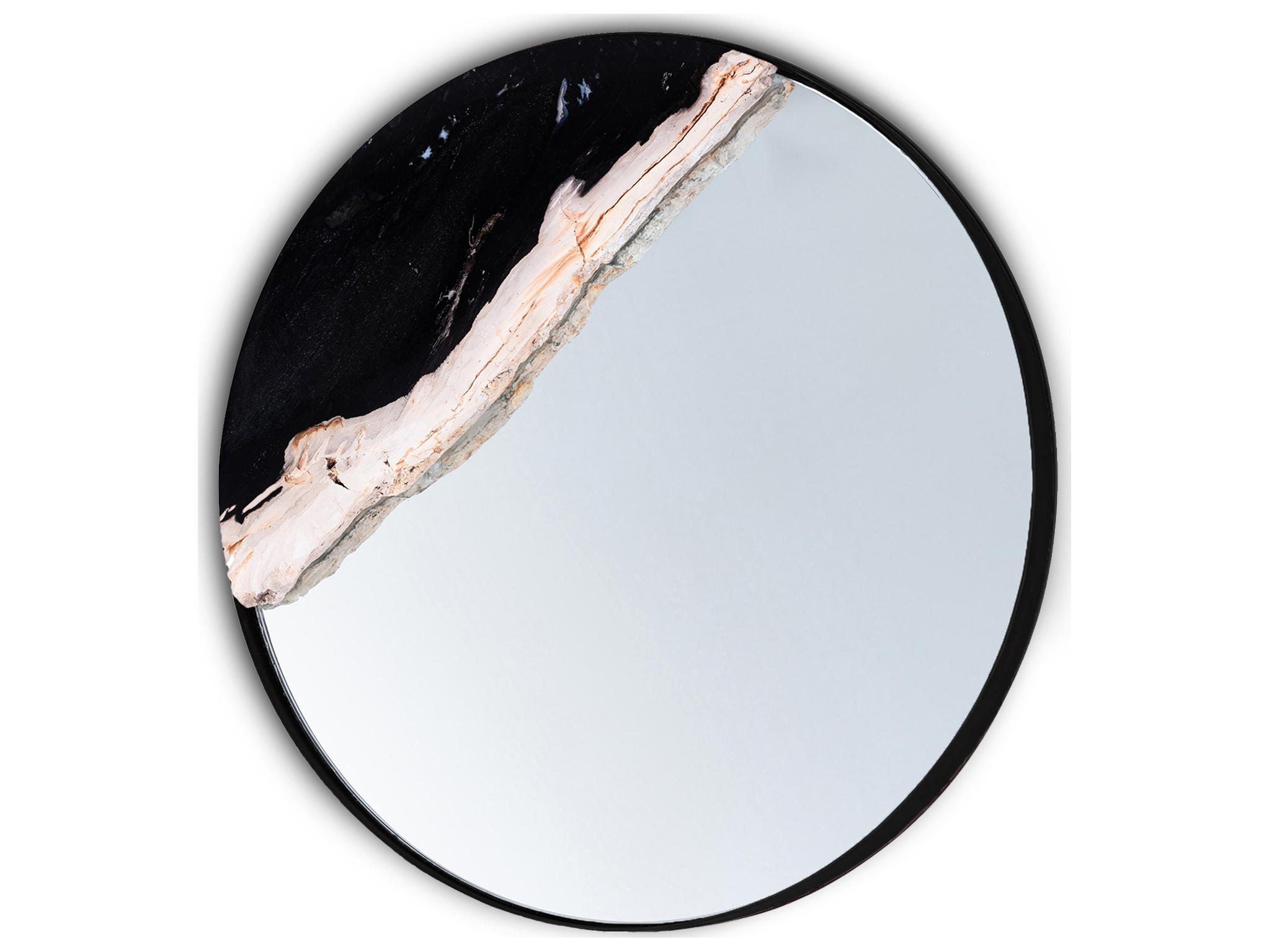 Urbia Relique Clear Glass Natural Dark Raw Bronze Wall Mirror Round