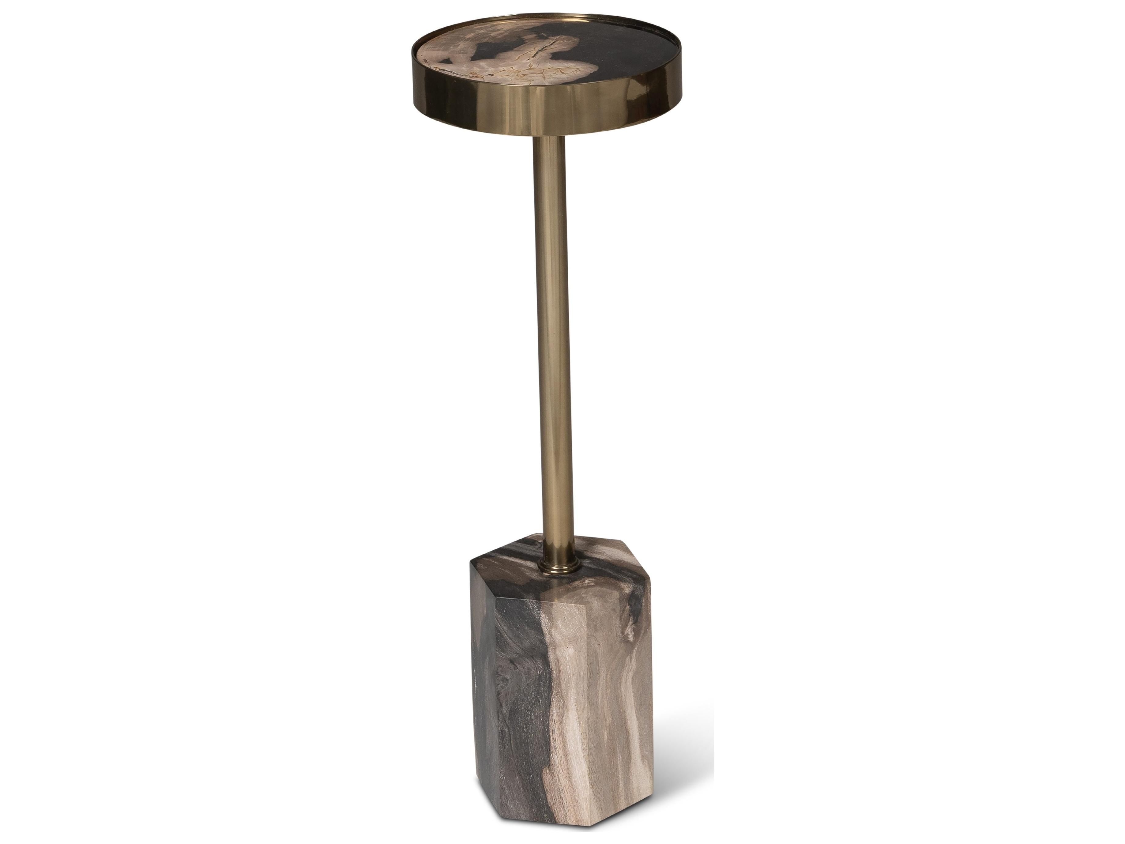 Urbia Relique Dinah Drink Table Brass Frame Natural Dark Top