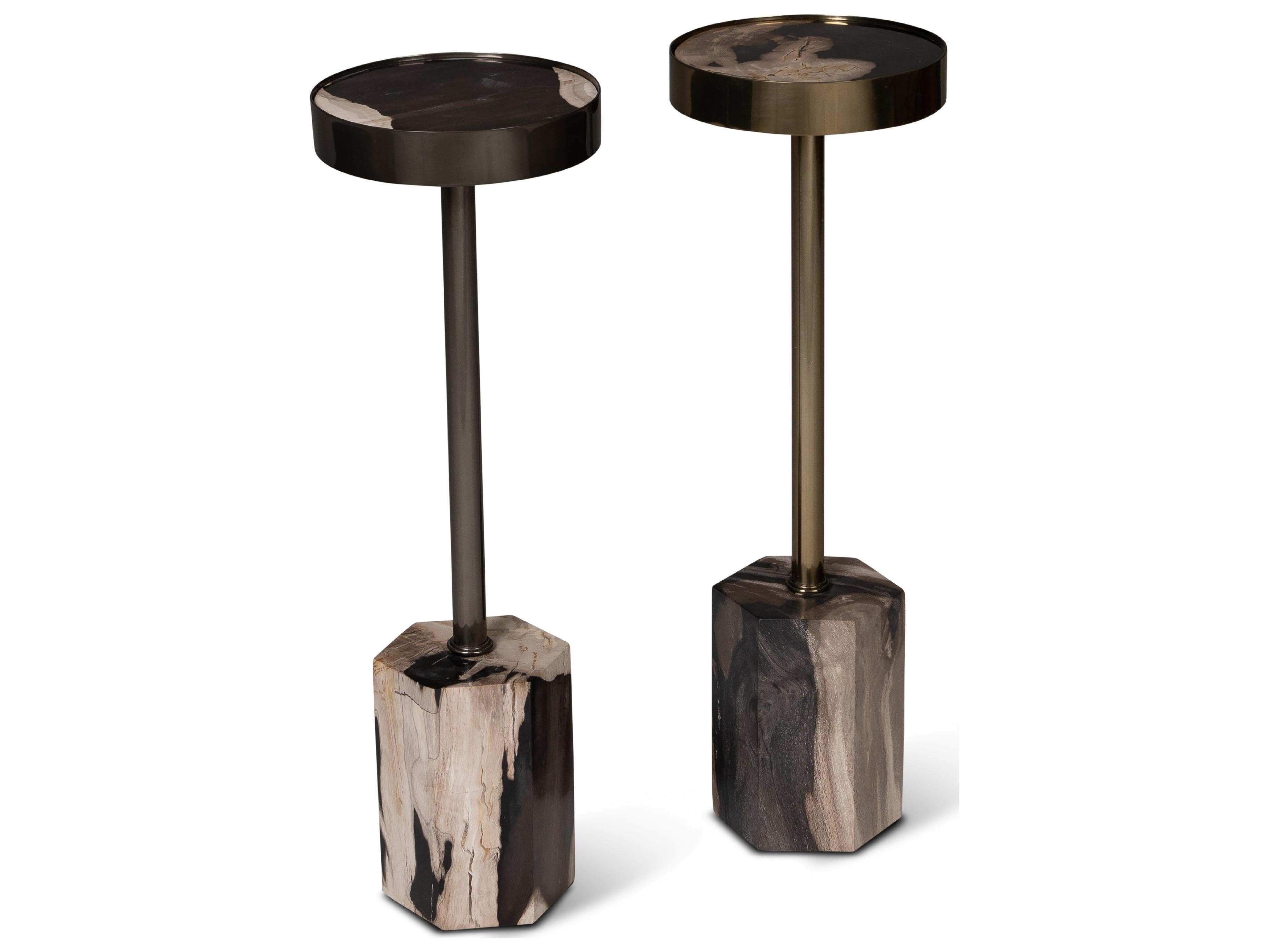 Urbia Relique Dinah Drink Table Brass Frame Natural Dark Top