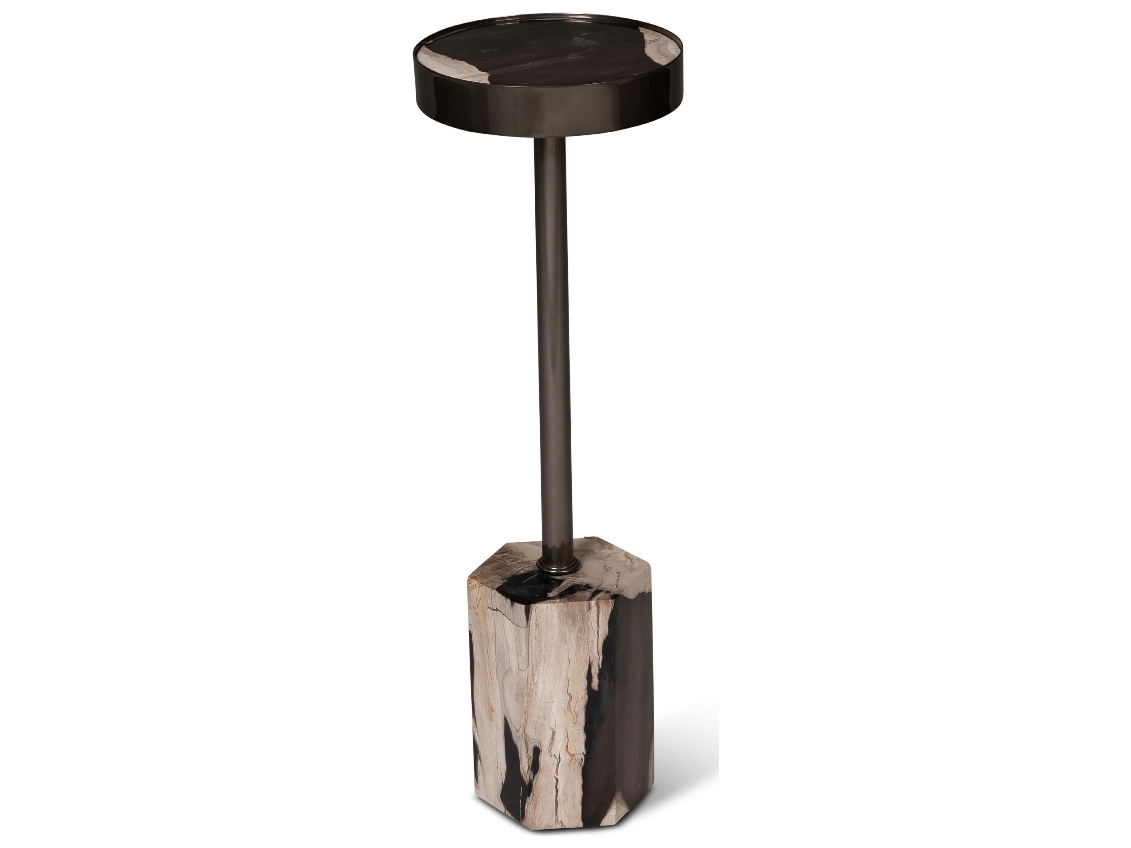 Urbia Relique Dinah Drink Table Nickel Frame Natural Dark Top