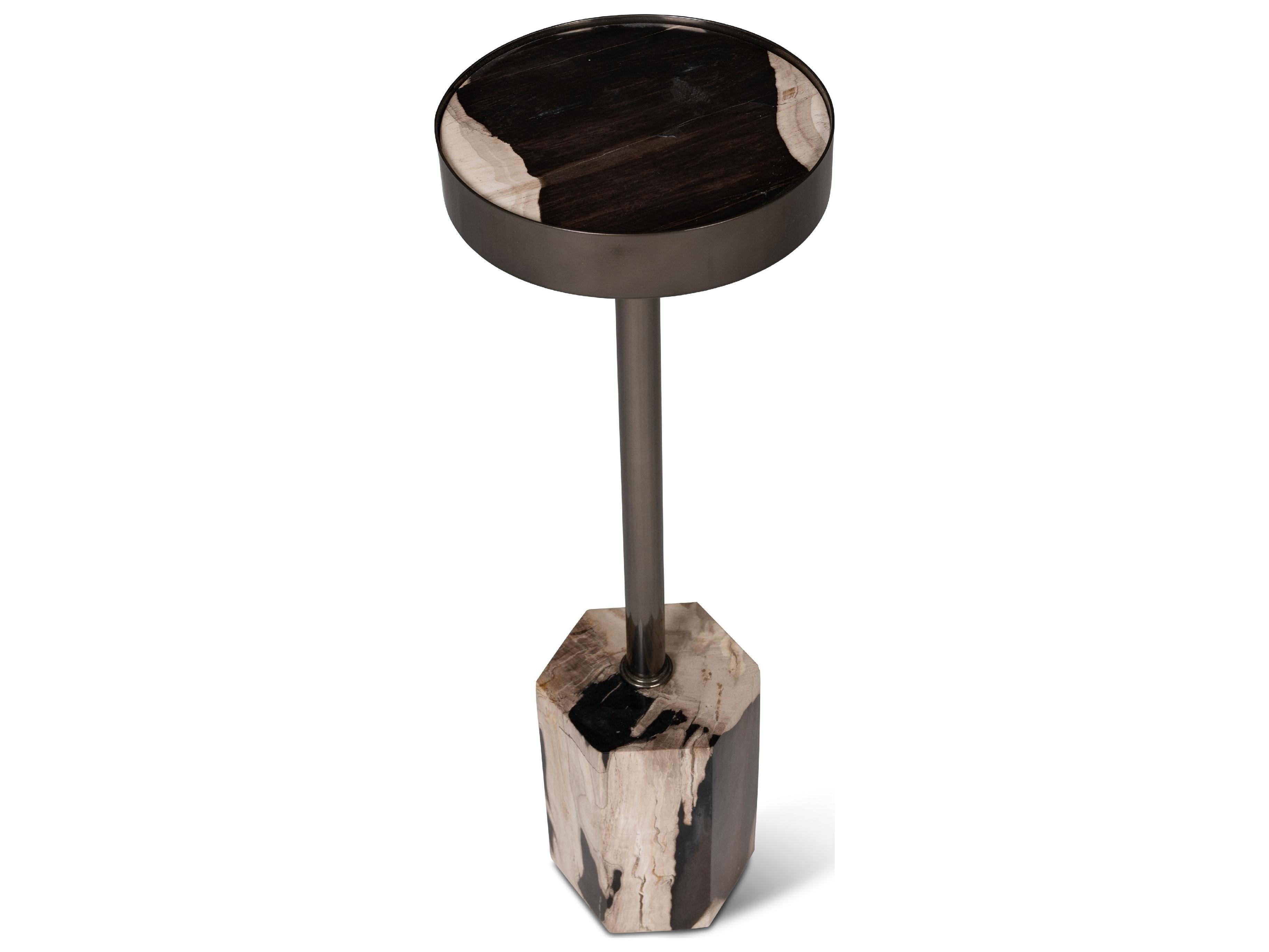 Urbia Relique Dinah Drink Table Nickel Frame Natural Dark Top