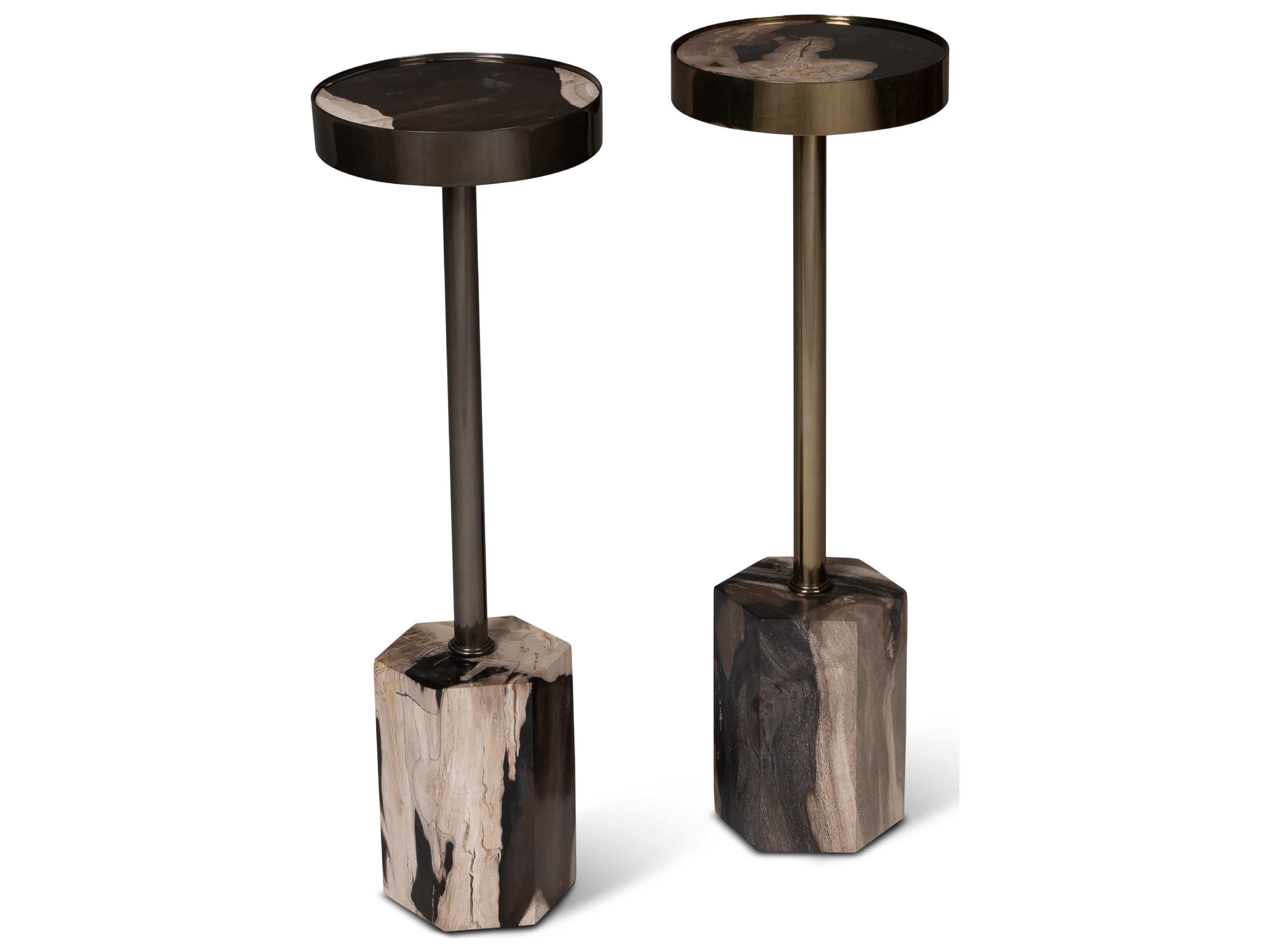 Urbia Relique Dinah Drink Table Nickel Frame Natural Dark Top