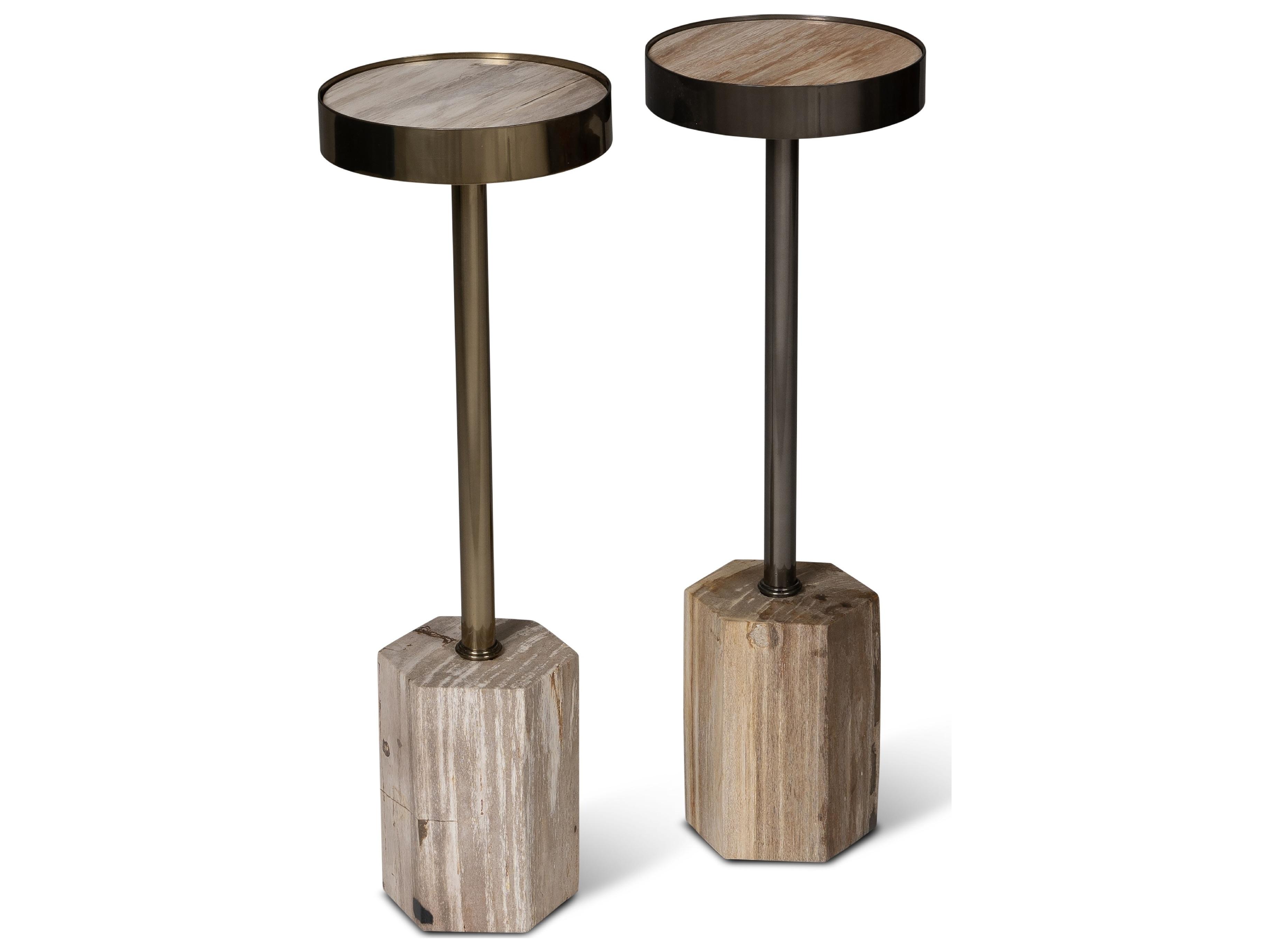 Urbia Relique Dinah Drink Table Nickel Frame Natural Light Top