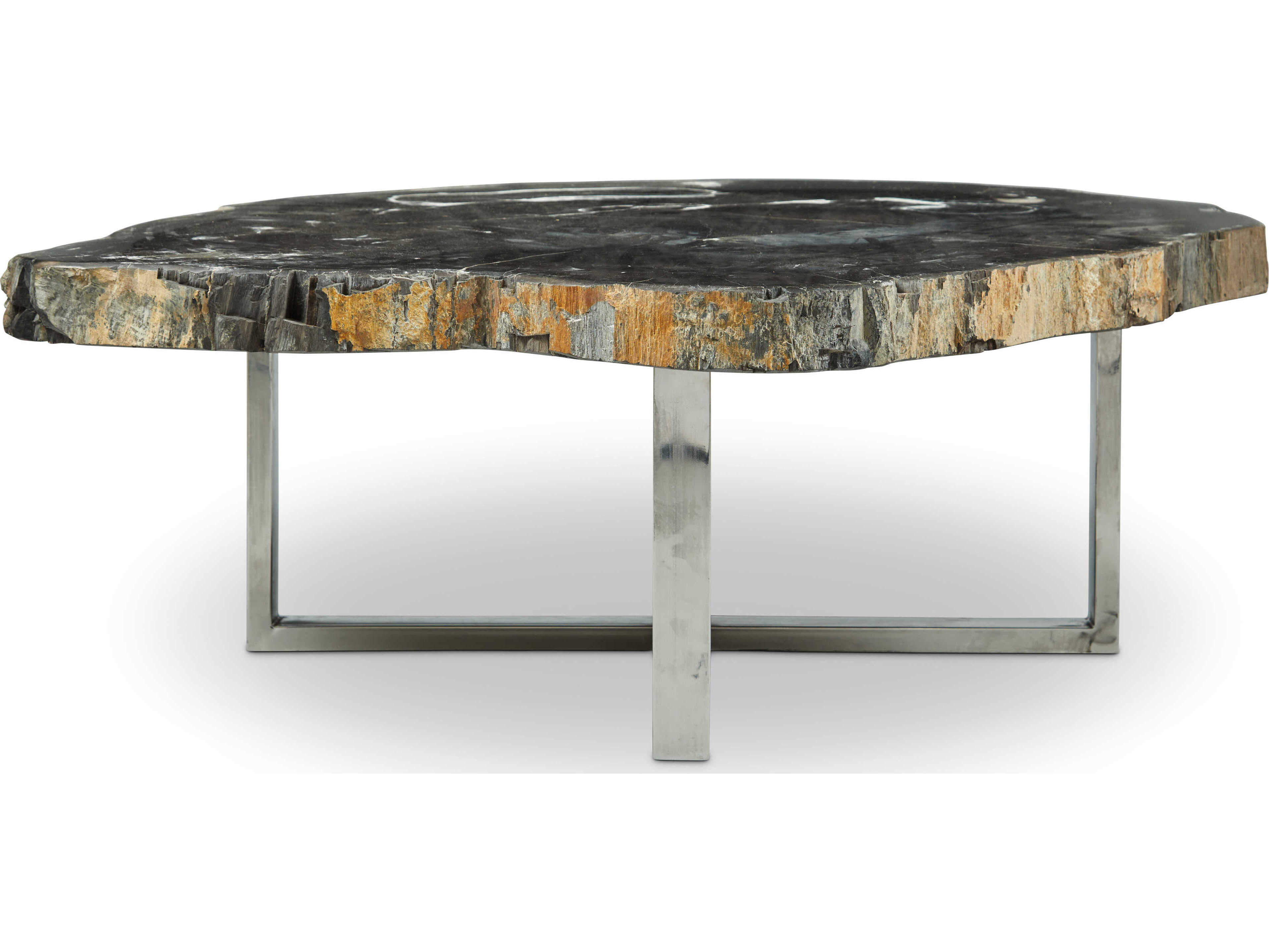Urbia Relique Wood Natural Dark Polished Stainless Steel Coffee Table