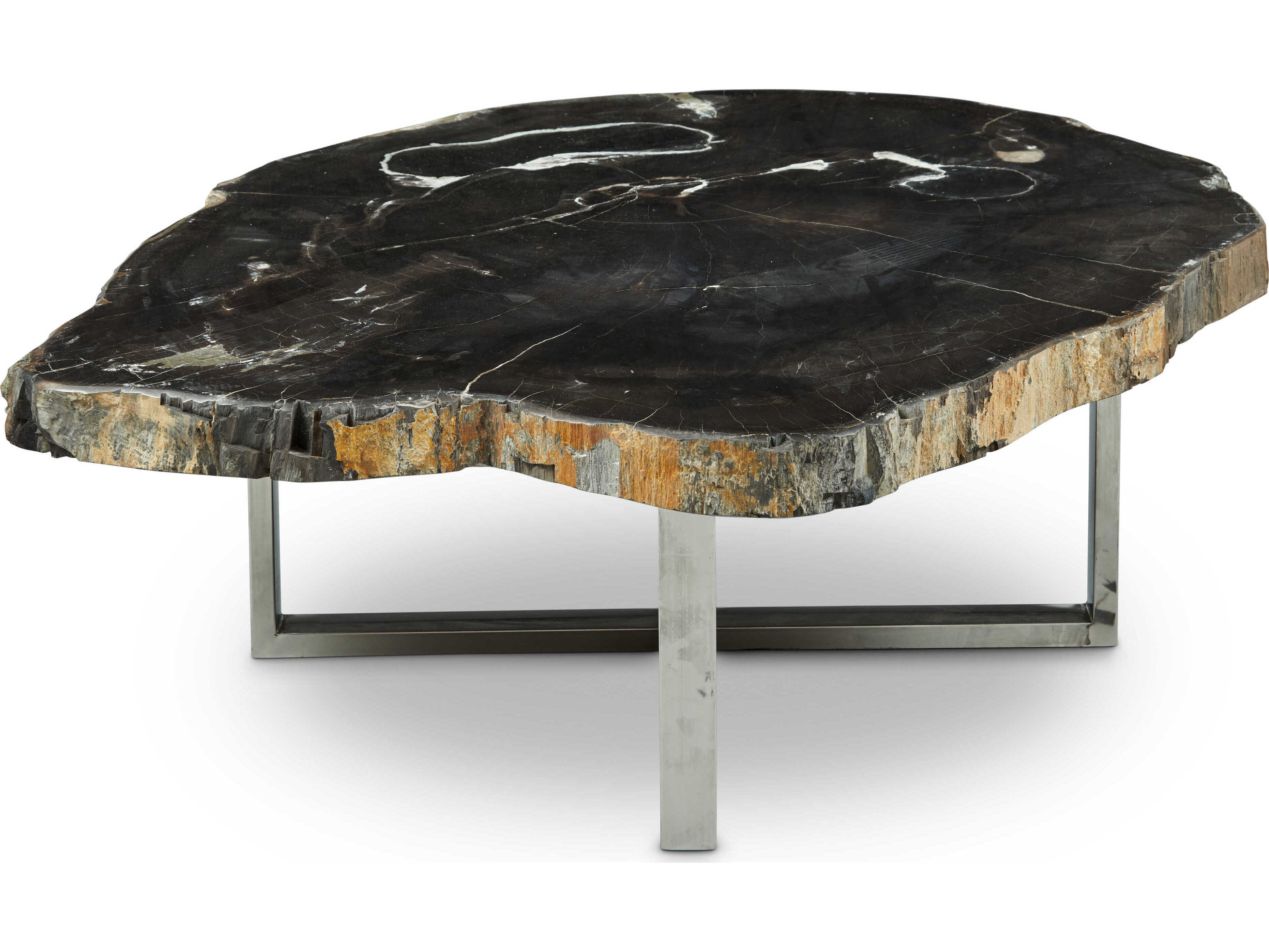 Urbia Relique Wood Natural Dark Polished Stainless Steel Coffee Table