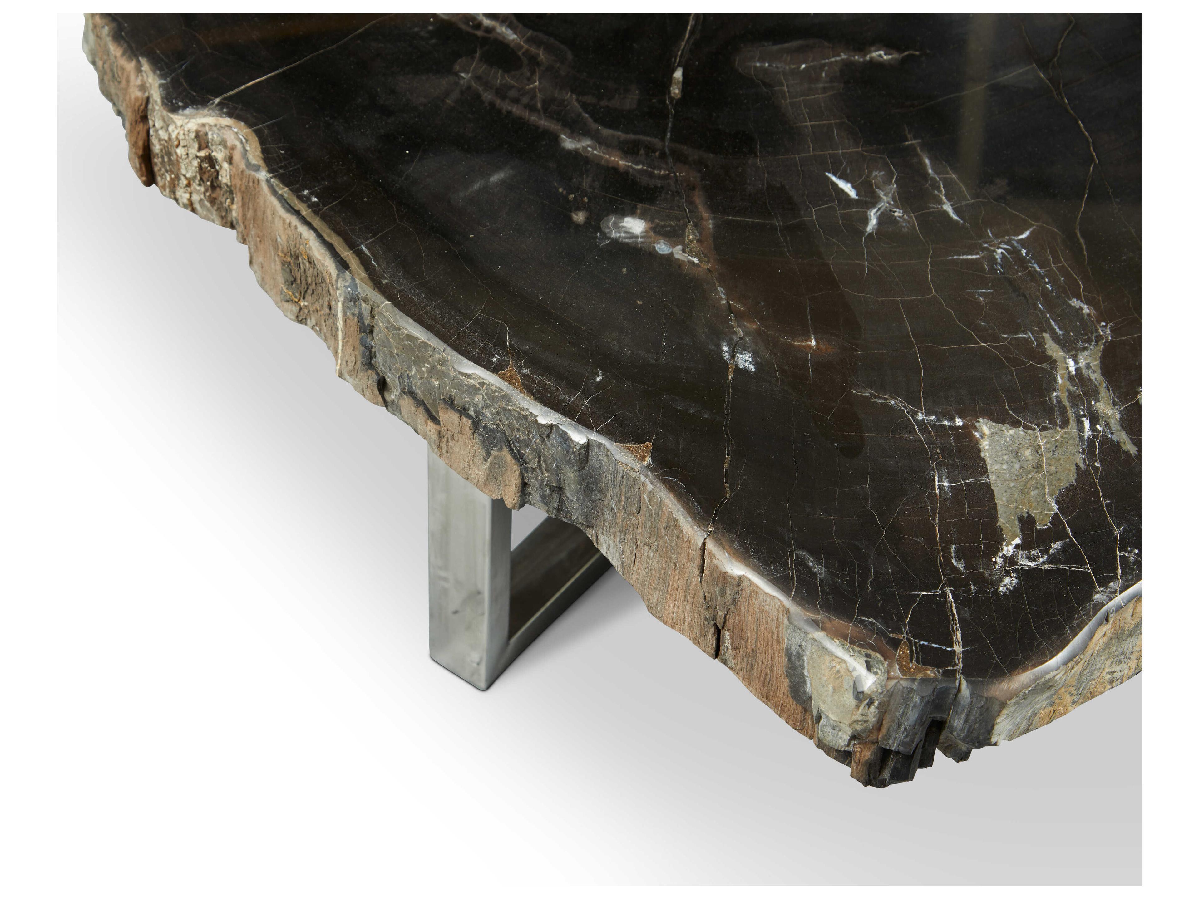 Urbia Relique Wood Natural Dark Polished Stainless Steel Coffee Table