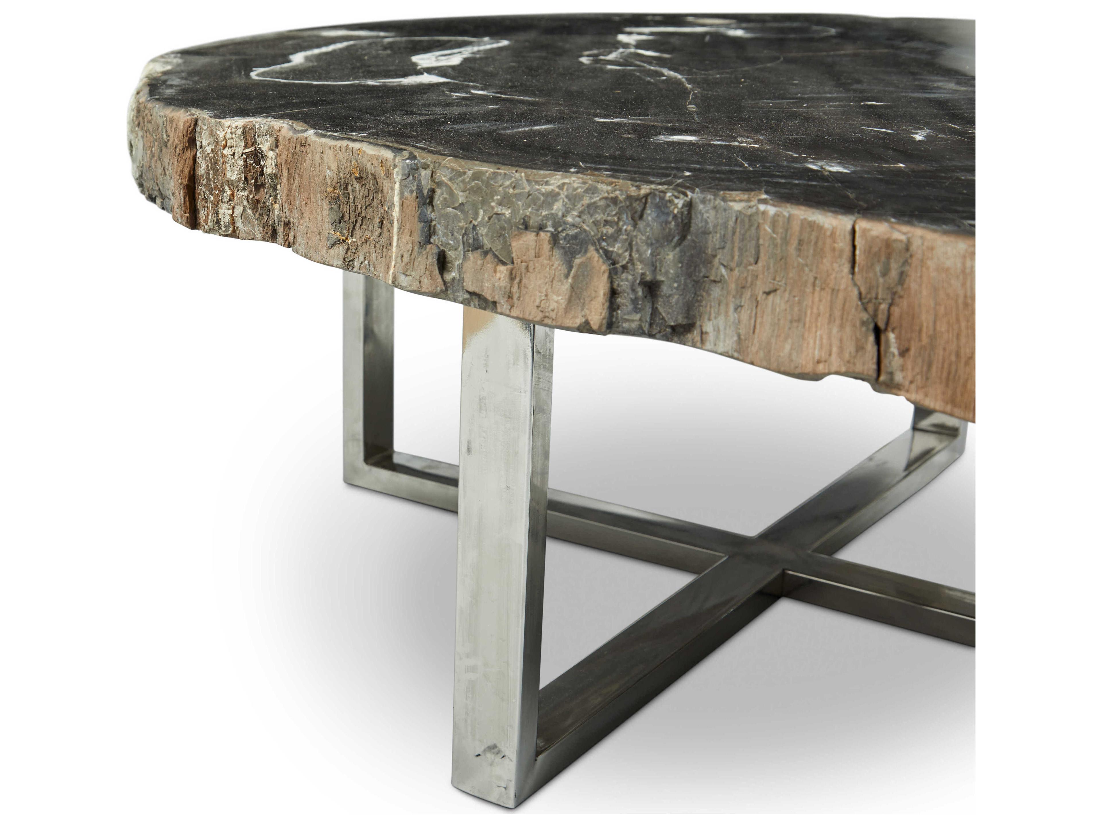 Urbia Relique Wood Natural Dark Polished Stainless Steel Coffee Table