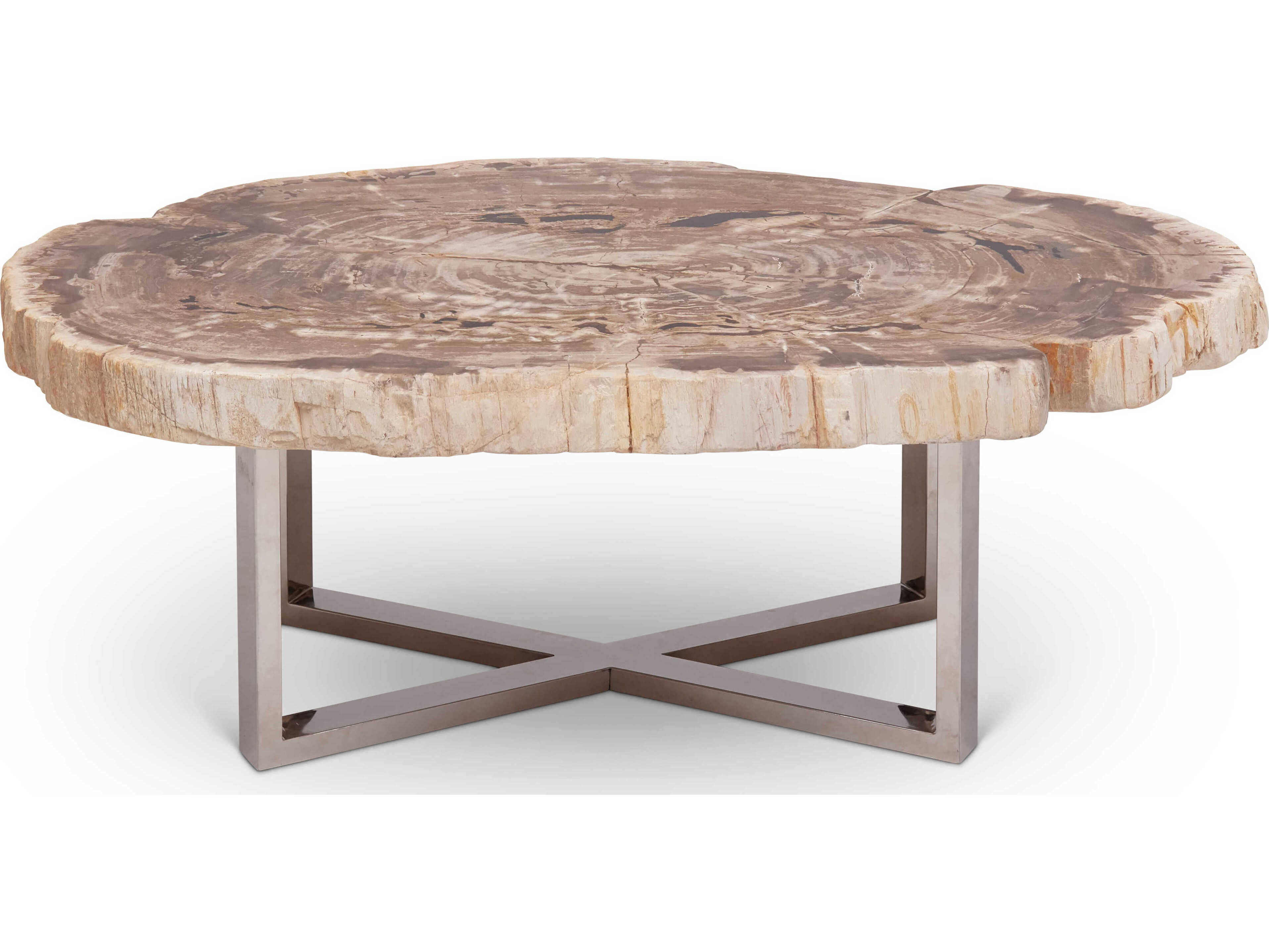Urbia Relique Wood Natural Light Polished Stainless Steel Coffee Table