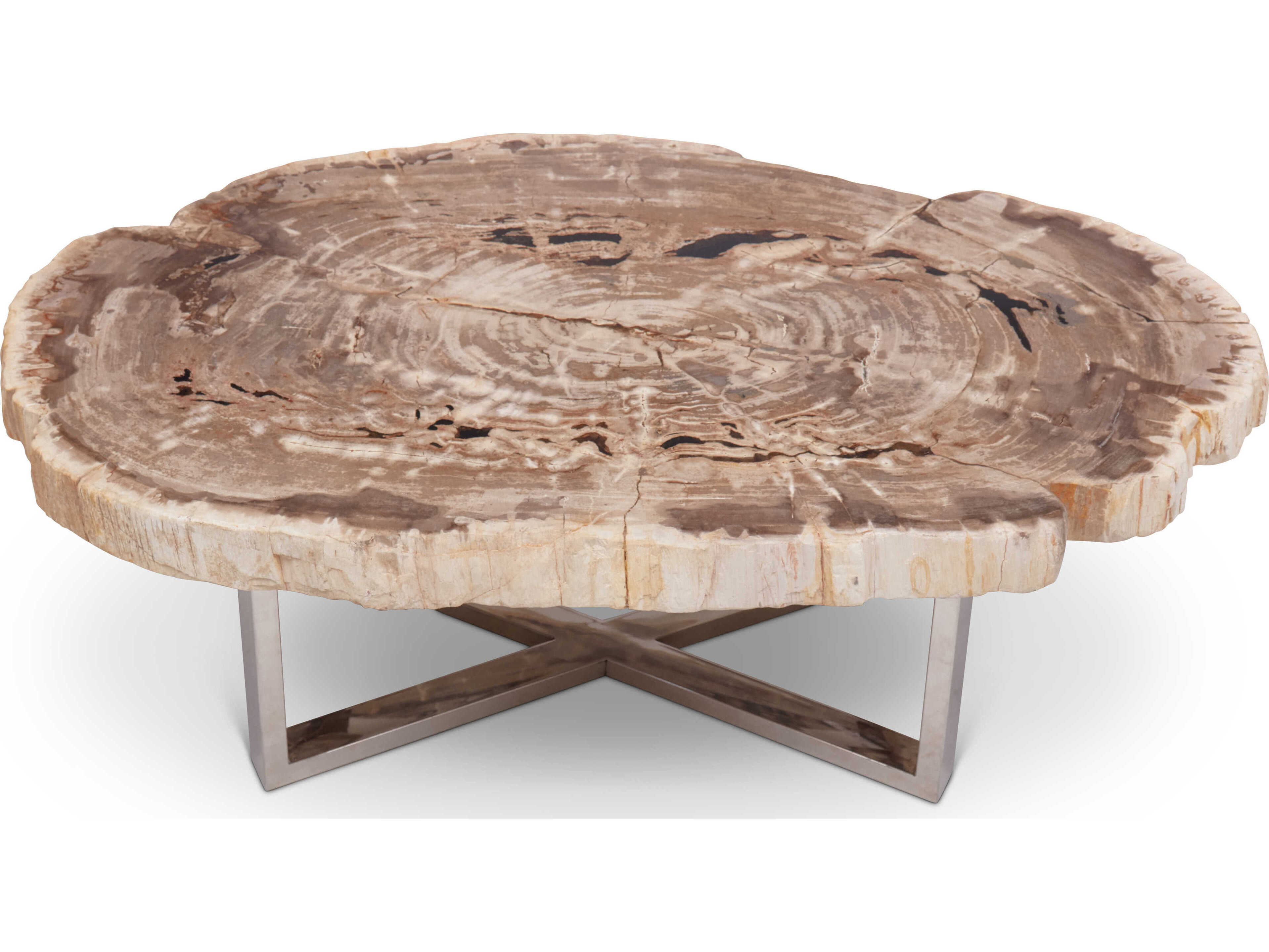 Urbia Relique Wood Natural Light Polished Stainless Steel Coffee Table