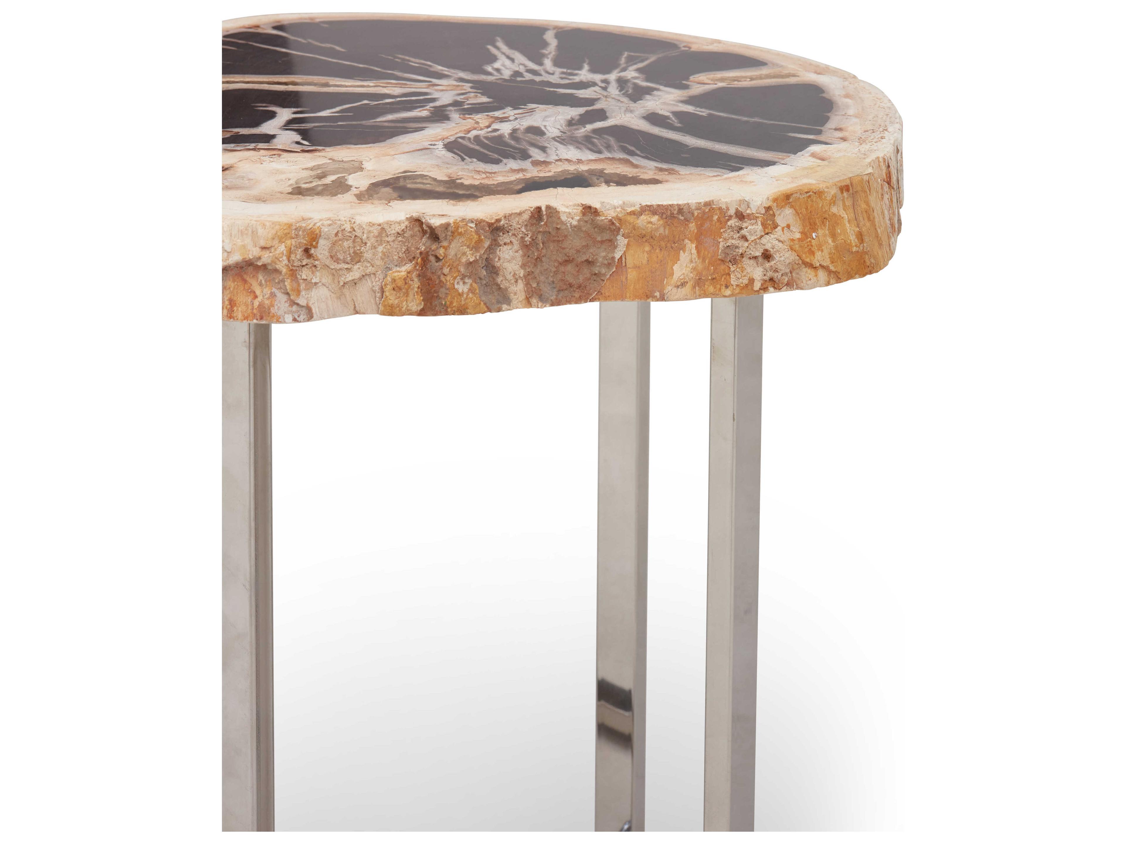 Urbia Relique Wood Natural Dark Polished Stainless Steel End Table
