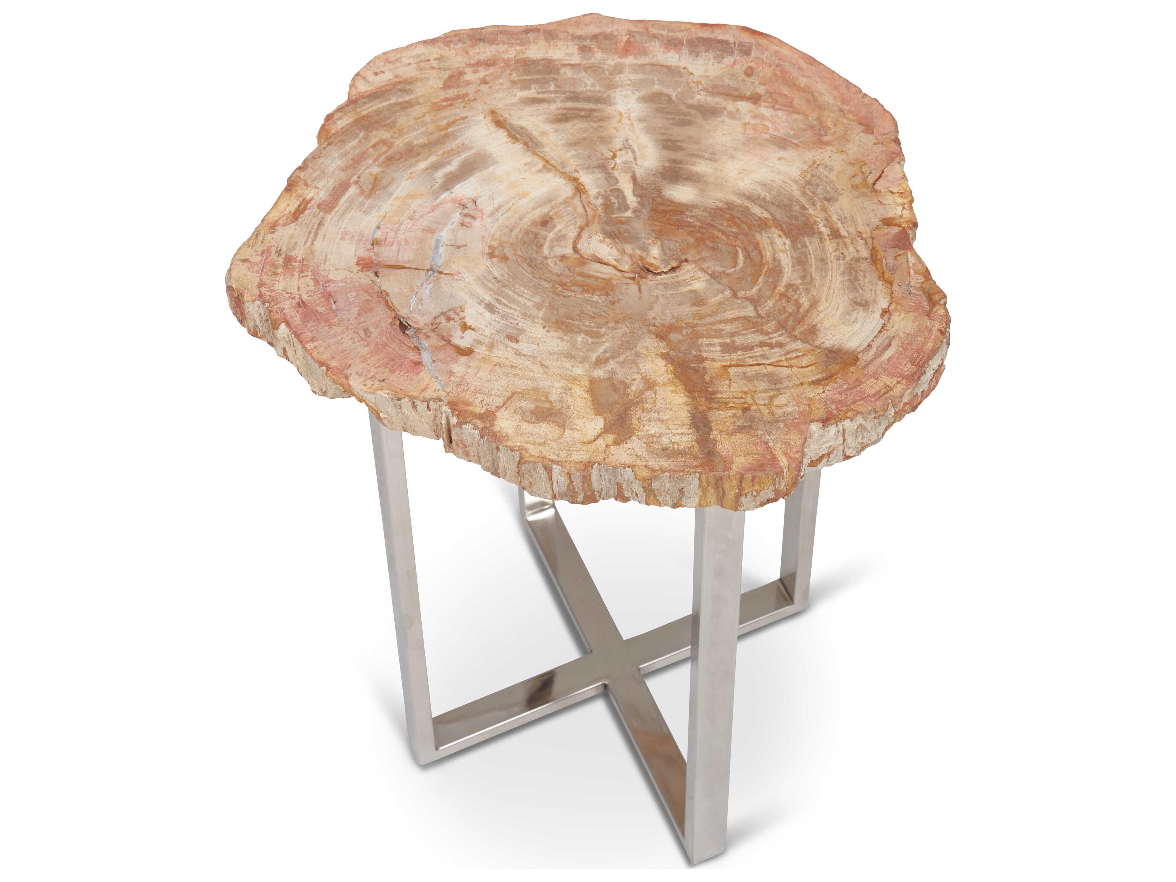 Urbia Relique Wood Natural Light Polished Stainless Steel End Table